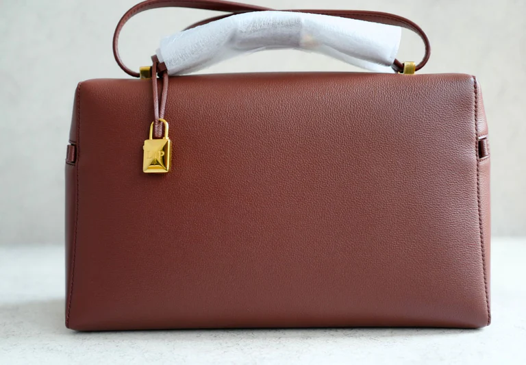 BNIB Loro Piana Extra Bag L27 Smoked Caramel In Grained Calfskin with Gold HW