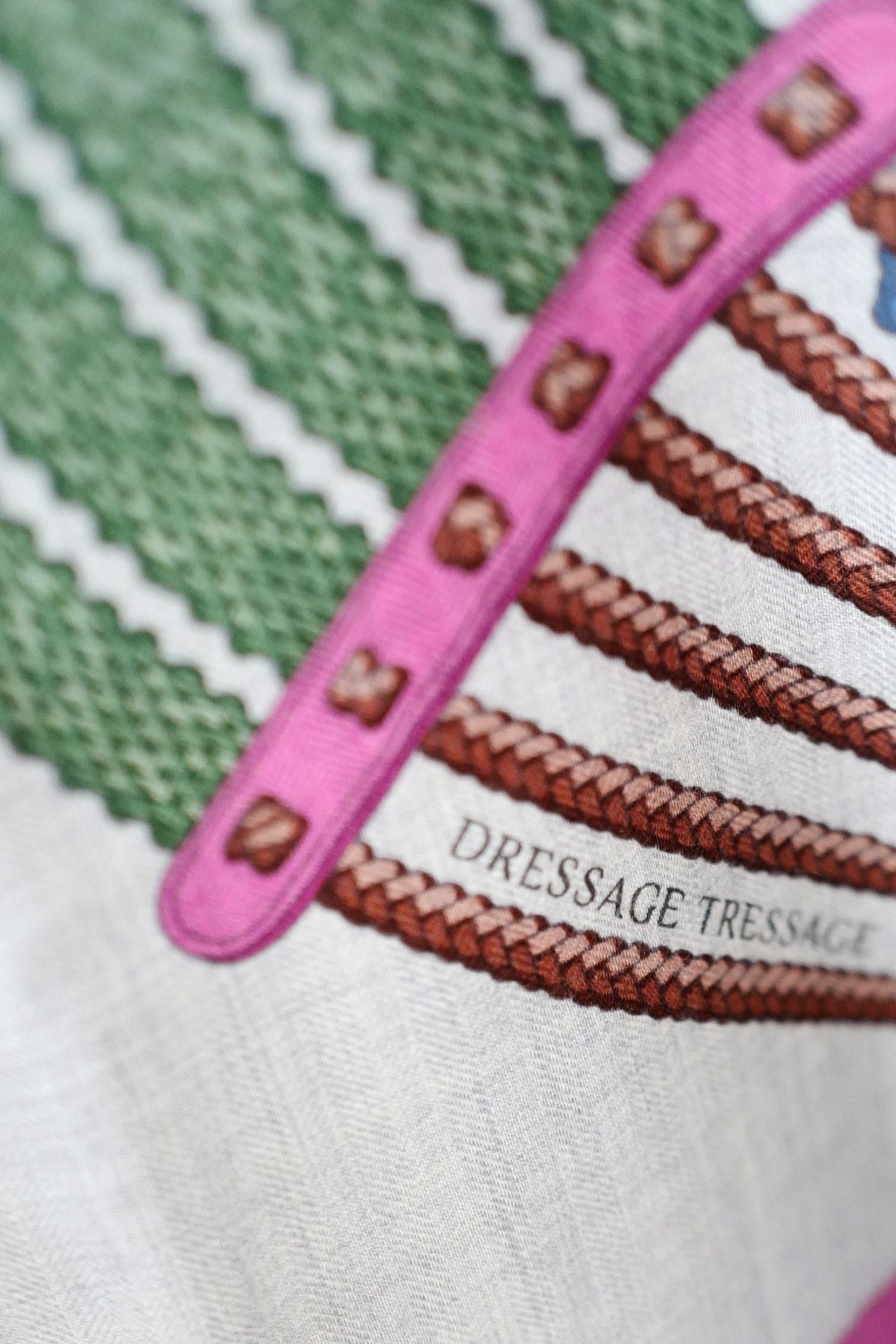 Hermès Dressage Tressage Shawl 140 Bleu Ciel/Rose Rouge Cashmere Silk
