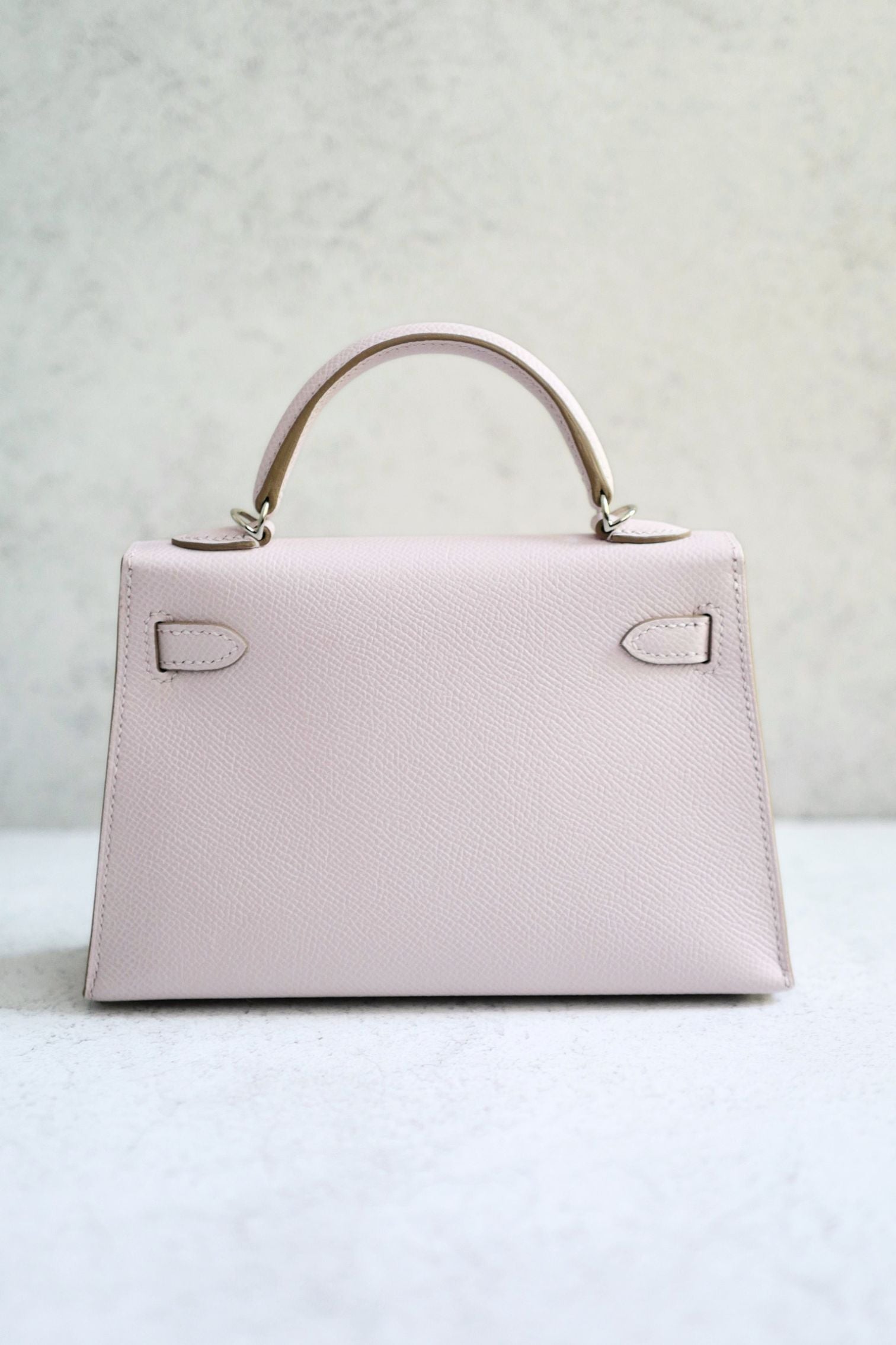 Hermès Mini Kelly Mauve Pale Epsom Leather Palladium Hardware 2024 Stamp B