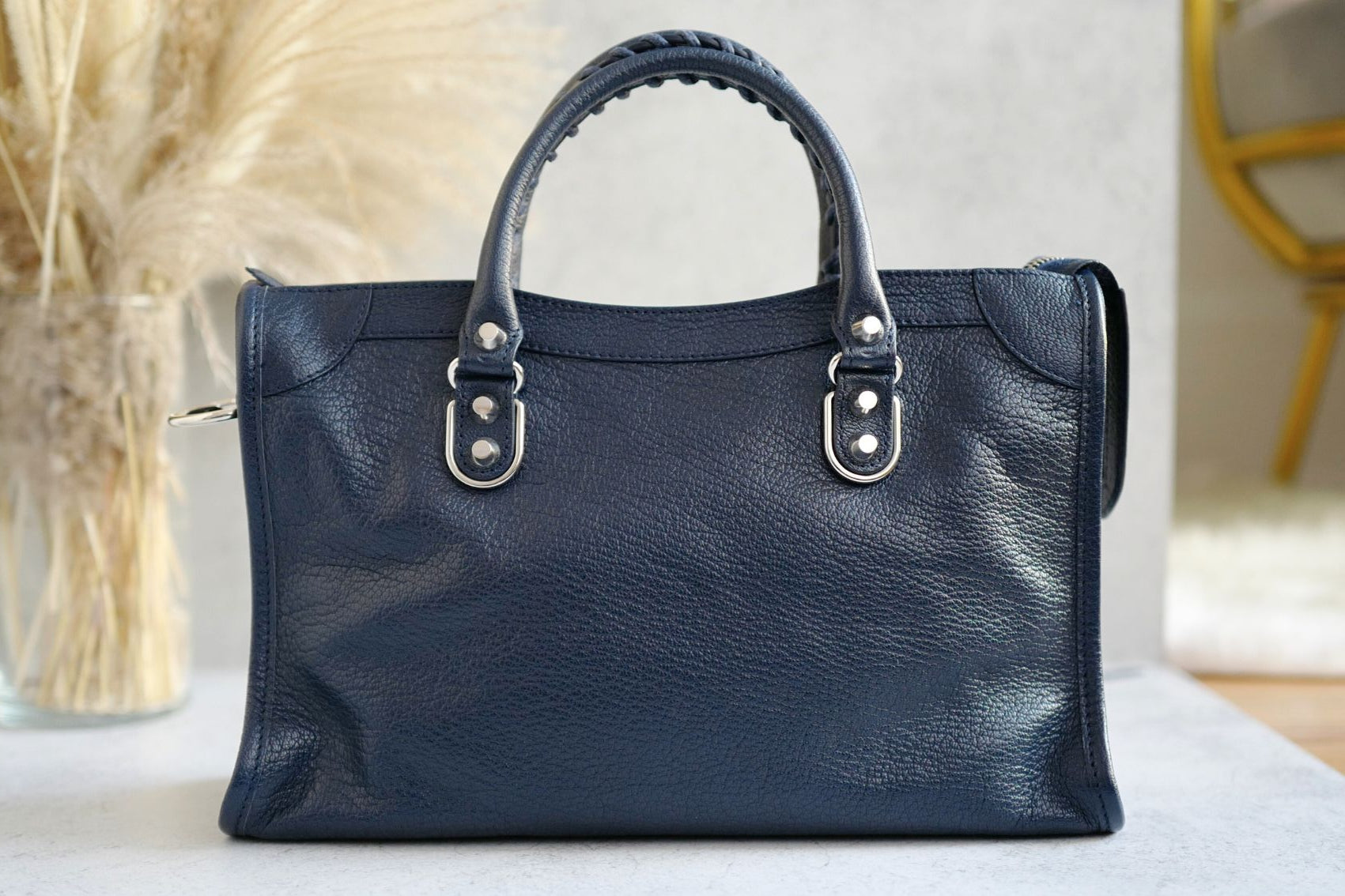 Balenciaga city small in Navy Silver Hardware