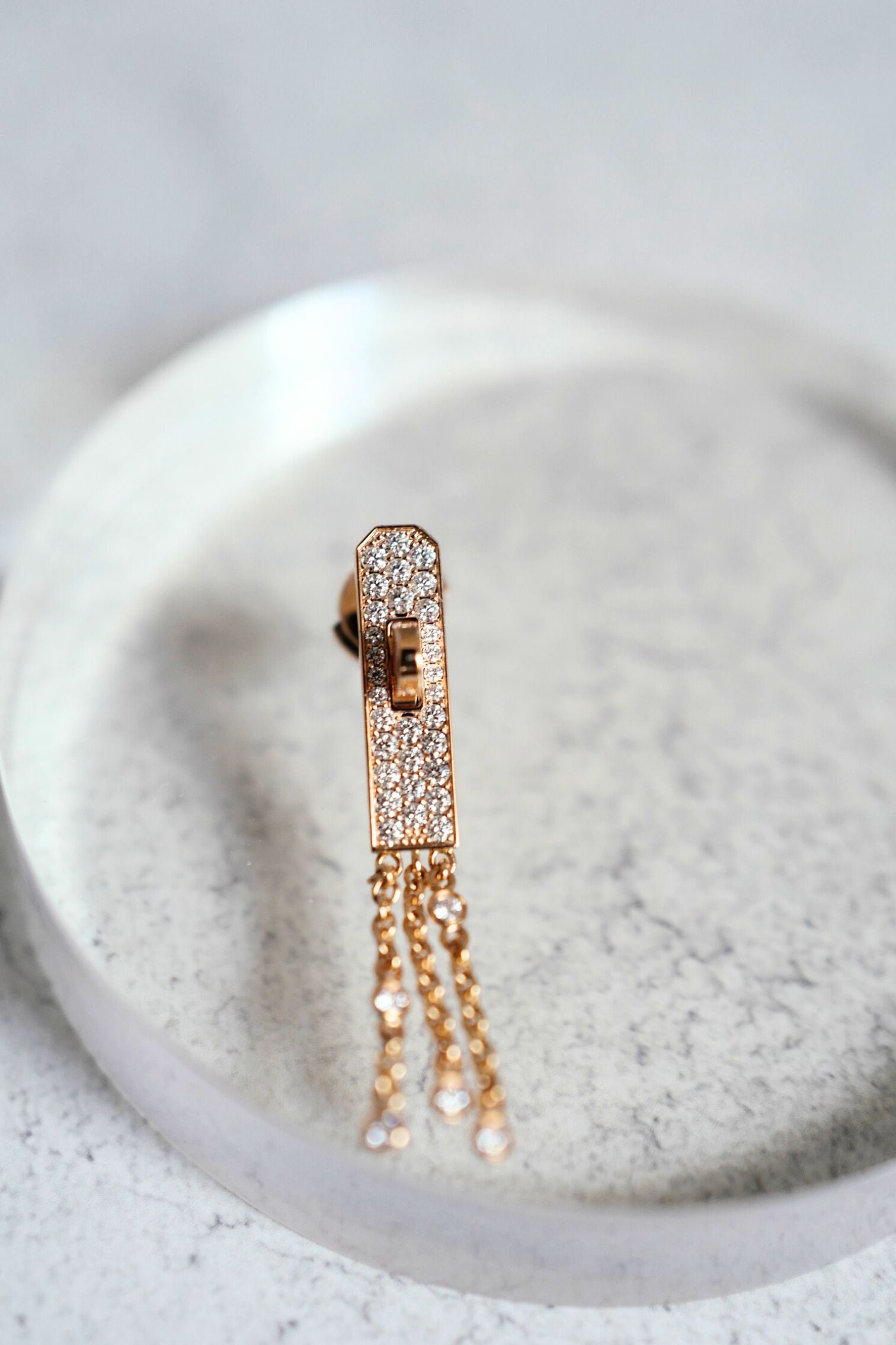 Hermès Kelly Gavroche Earrings 18K Rose Gold Diamond Small Model