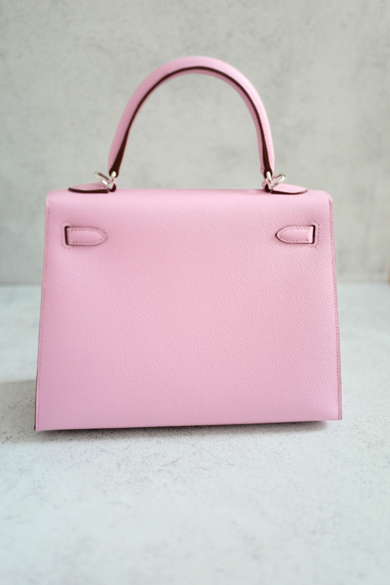 Hermès Kelly 25 Mauve Sylvestre Epsom Sellier Palladium Hardware K Stamp