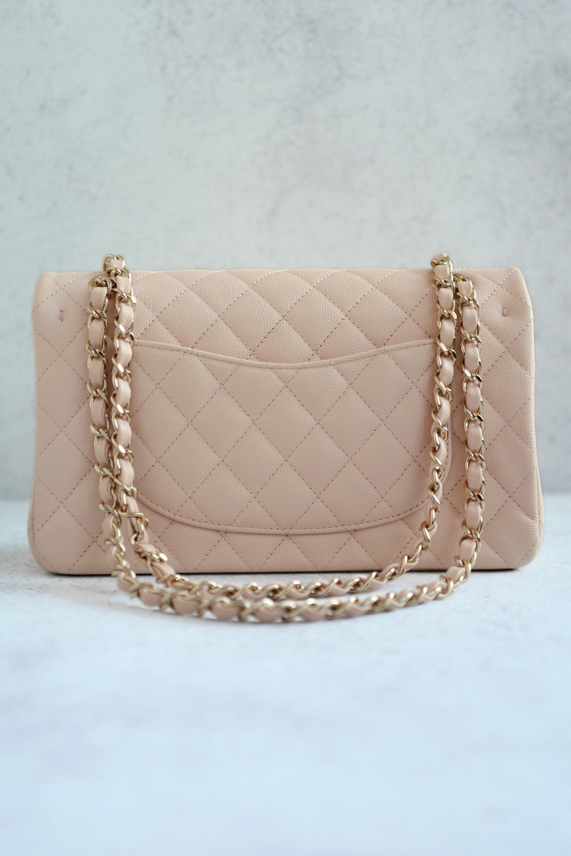 BNIB Chanel Medium Classic Double Flap Bag Beige Clair Grained  Gold Hardware
