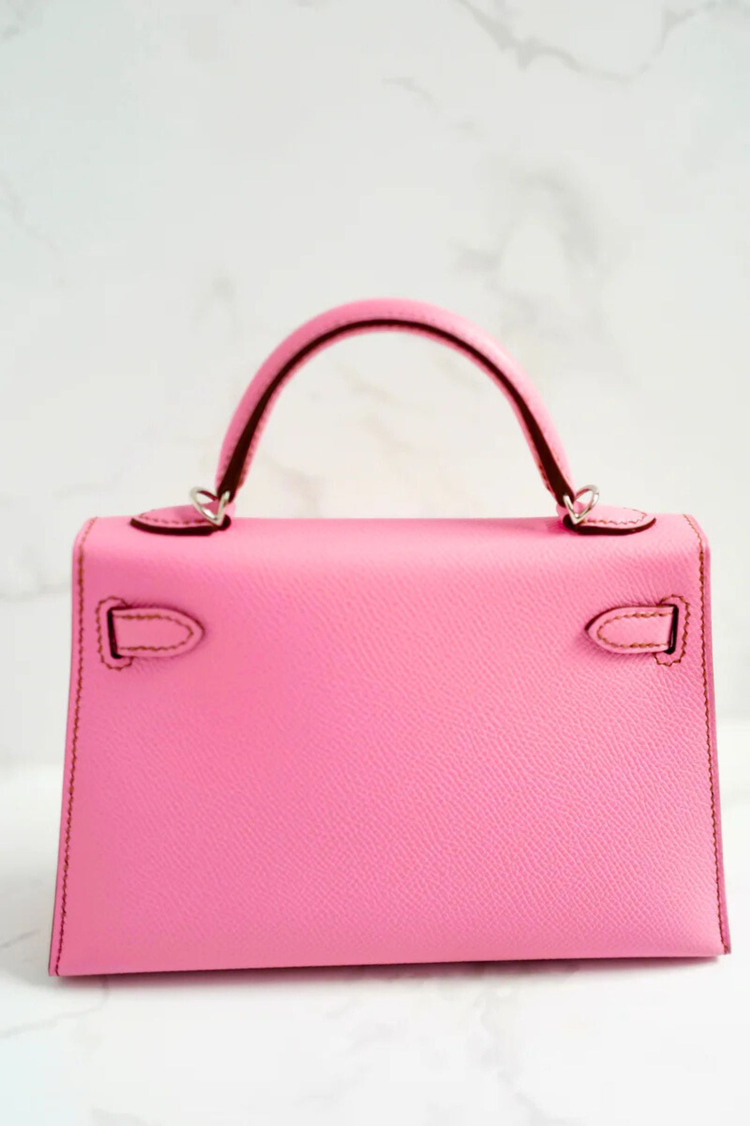 Hermes Mini Kelly 5P Bubblegum Pink Epsom Leather Palladium Hardware