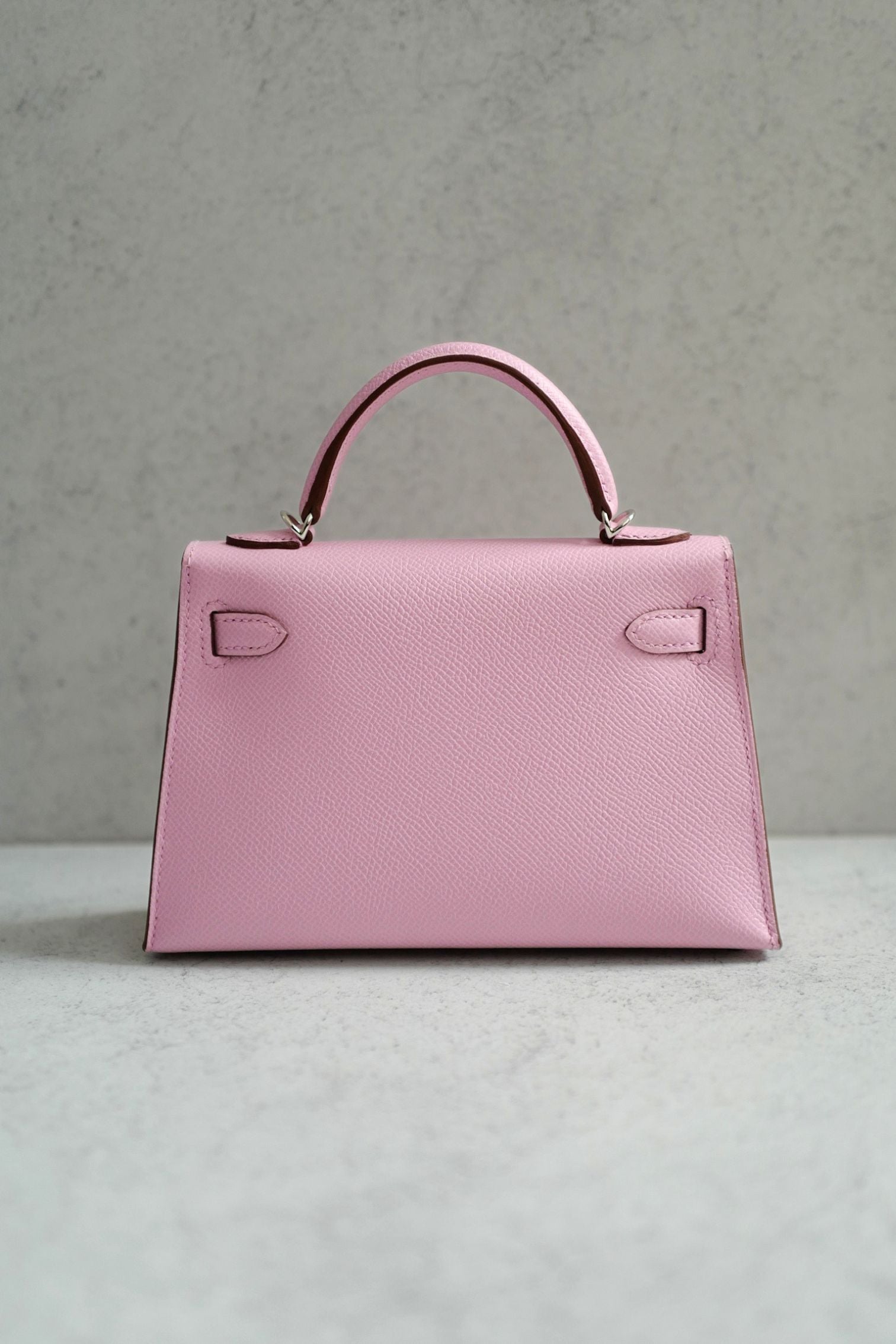 NEW Hermes Mini Kelly Mauve Sylvestre Epsom Leather Palladium Hardware