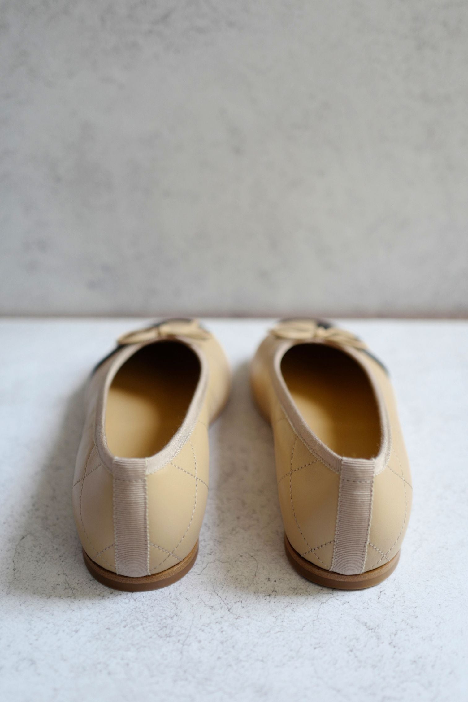 Chanel 26M Coco Beach Ballet Flats Beige Lambskin Size 37