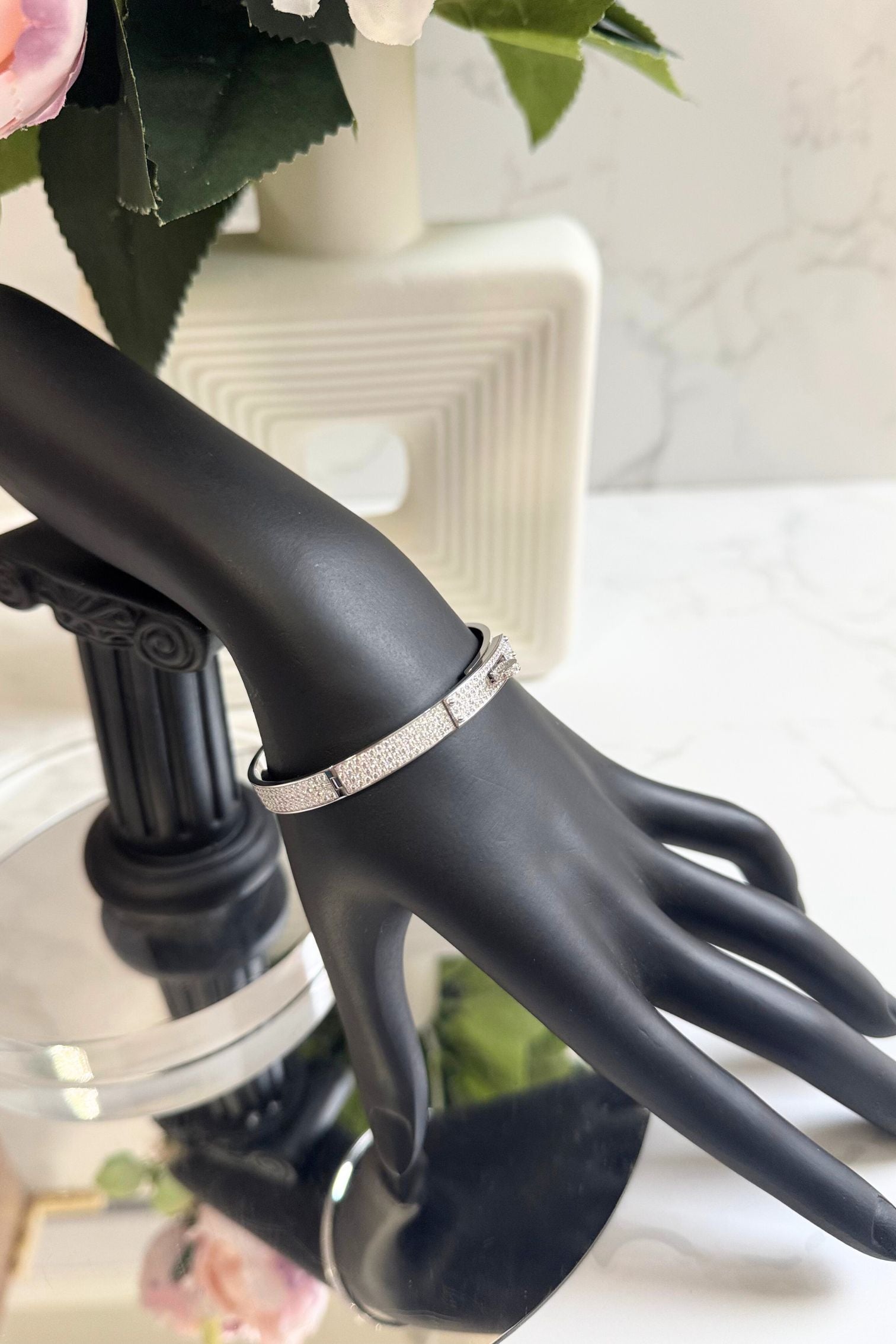 Hermès Kelly Bangle Bracelet PM Full Diamond 18K White Gold Size SH