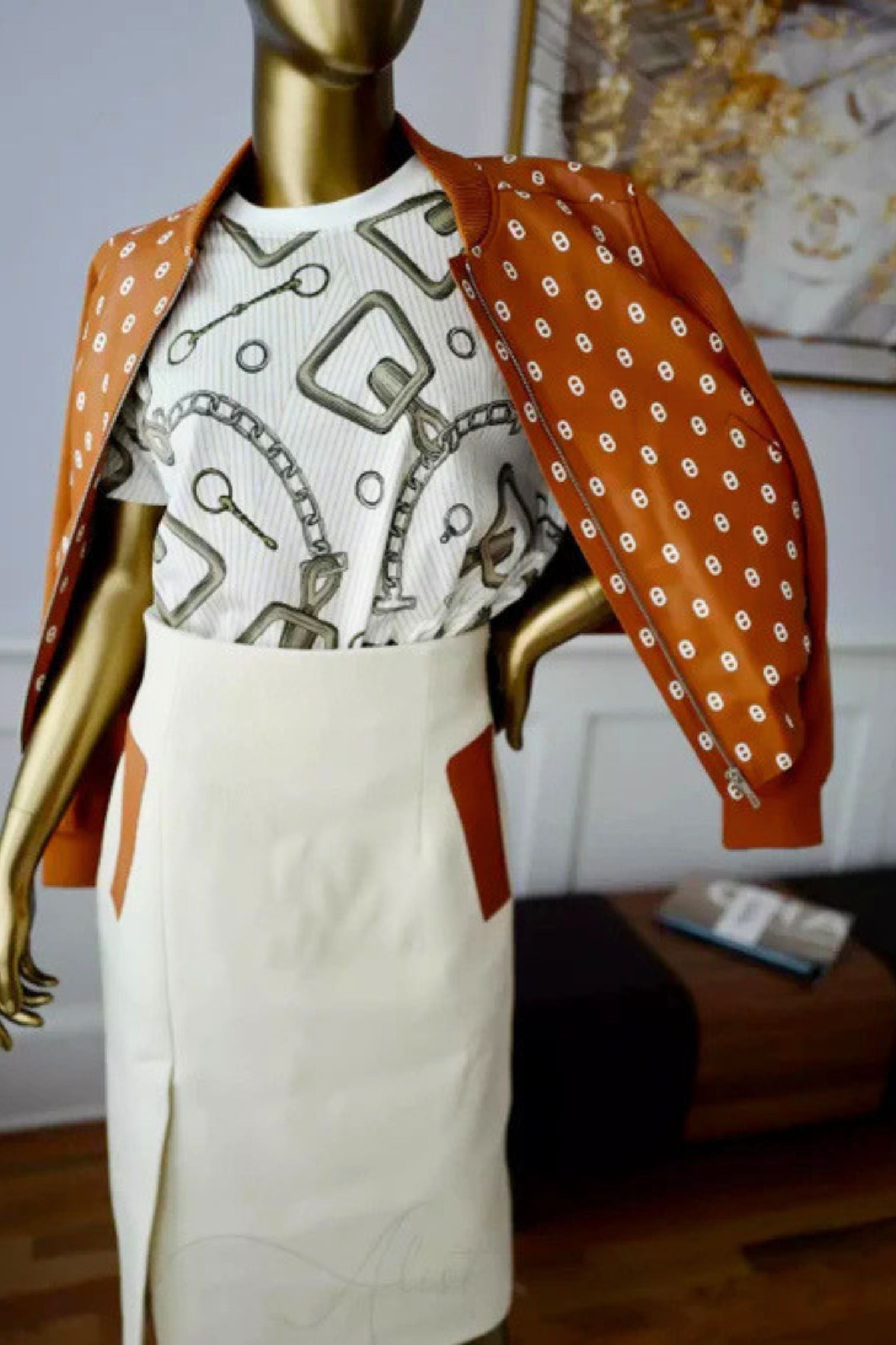 NEW Hermes High Waisted Pencil Skirt Haute Cavalry sz 38 Blanc Natural SOLD OUT
