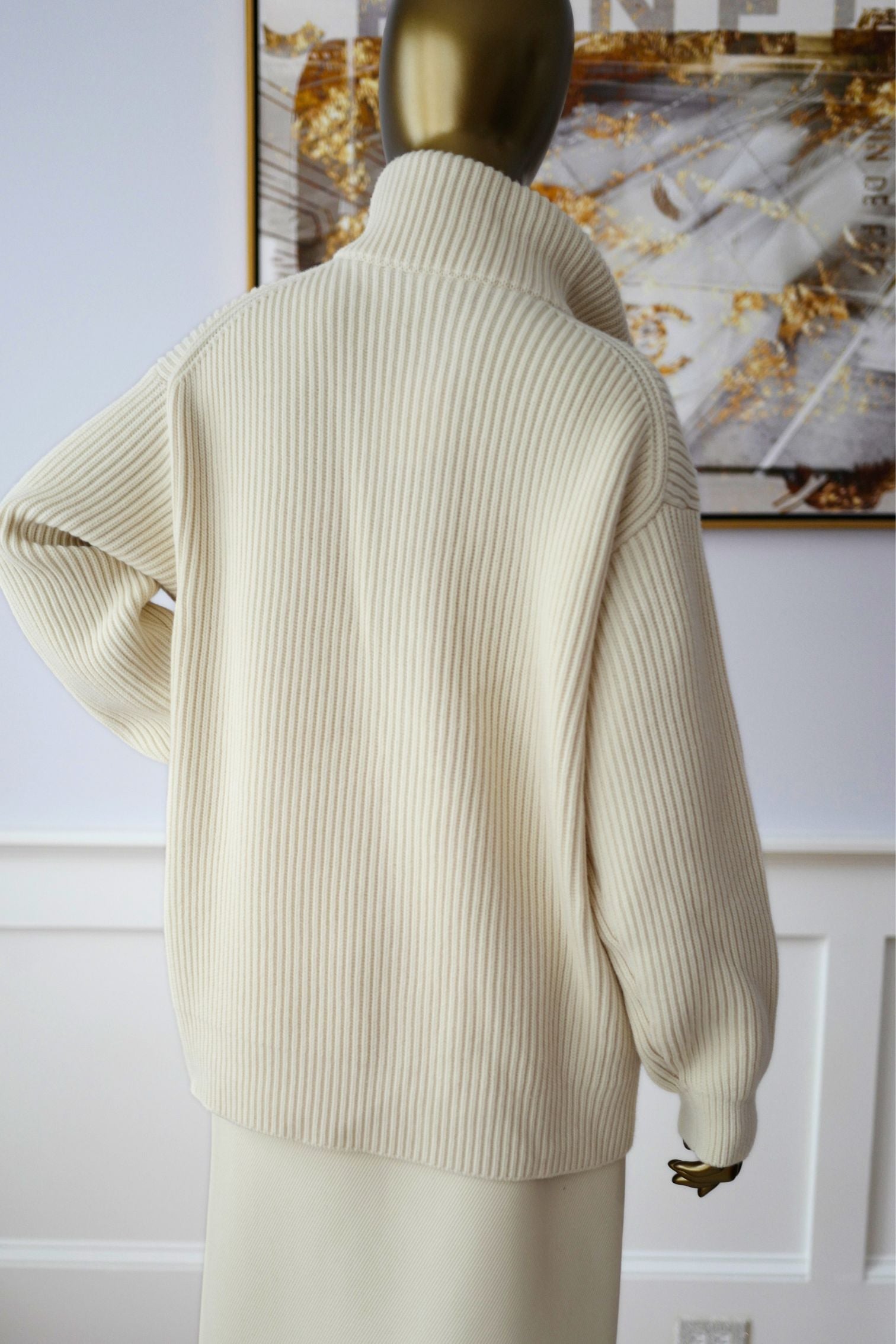 Hermès Blouson Cardigan Blanc Naturel Wool Knit Size 34