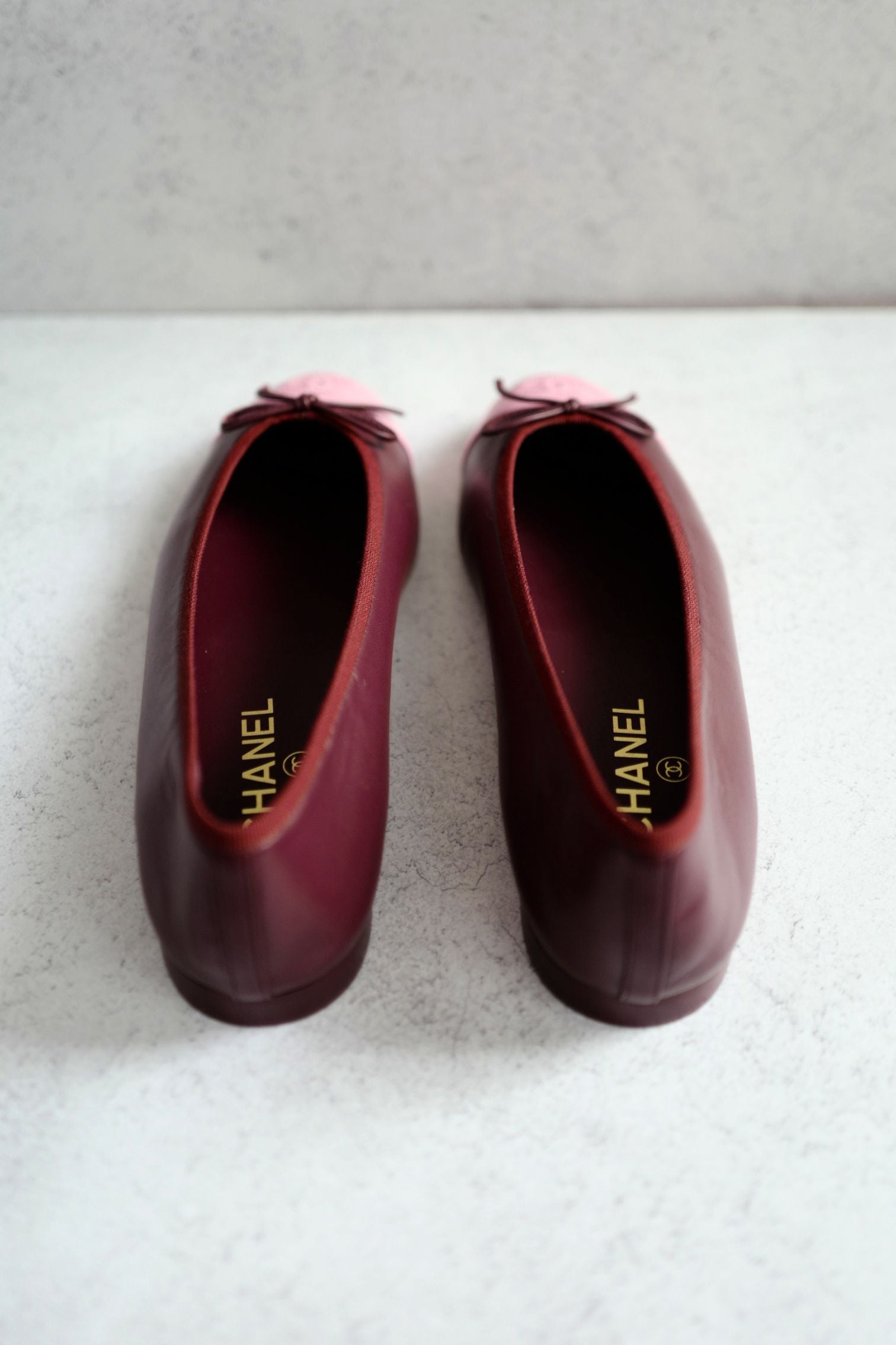 Chanel 26S Matthieu Blazy's Ballet Flats Burgundy Pink Lambskin Size 37C