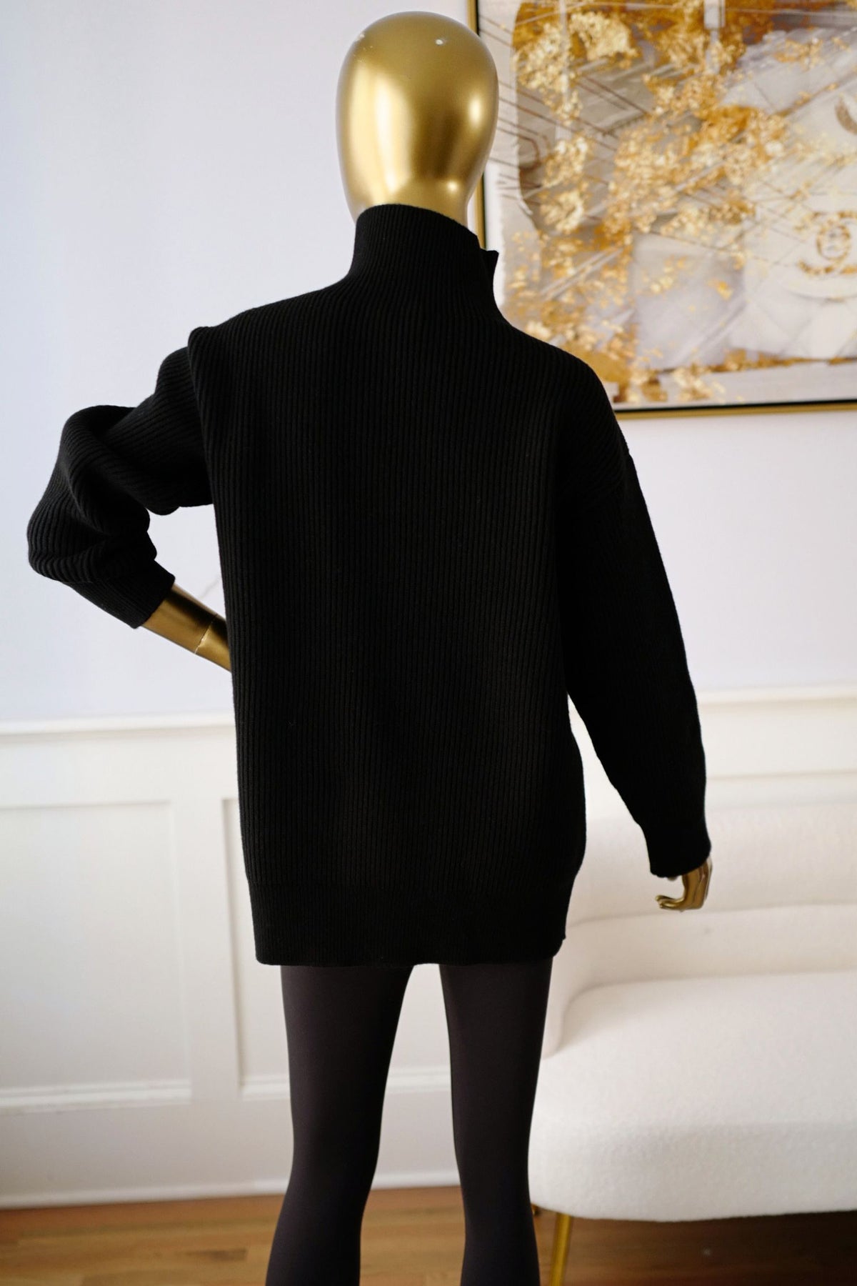NEW Chanel 26N Coco Neige Sweater Pullover Black Ecru Wool Cashmere Size 34