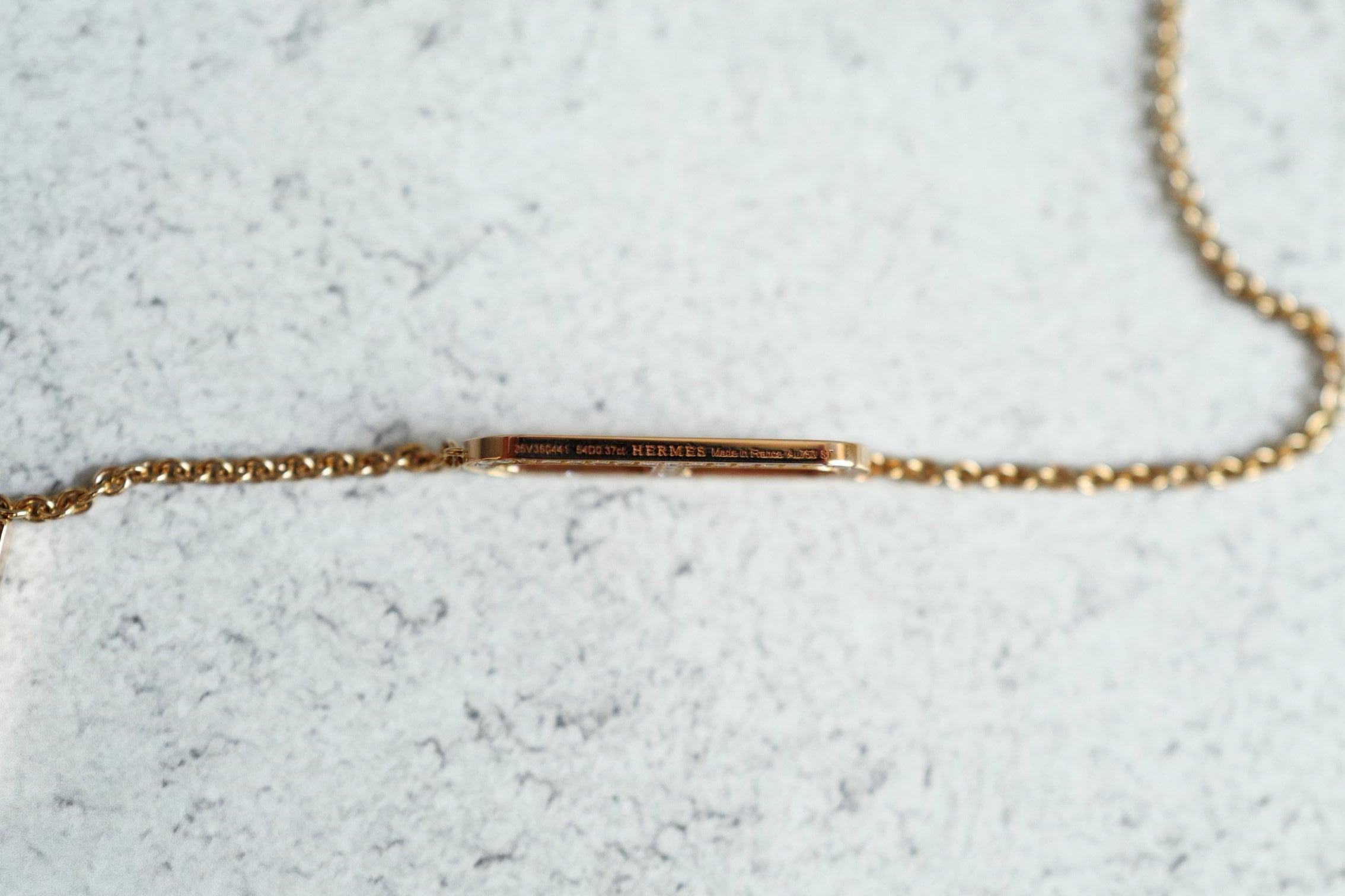 NEW Hermes Ever Chaine d'ancre Lariat Necklace Rose Gold 54 Diamonds