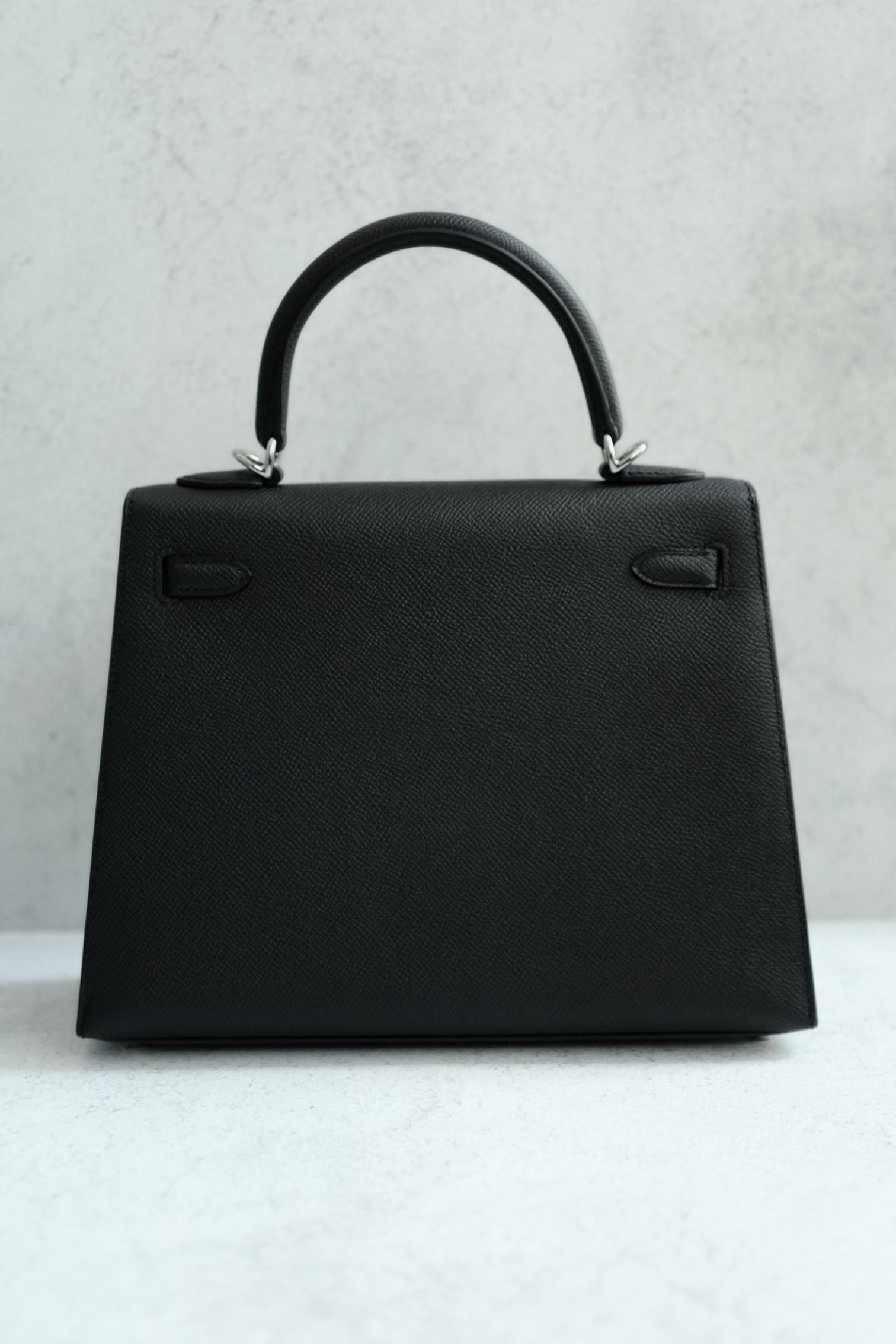 NEW Hermès Kelly 25 Black Epsom Sellier Palladium Hardware