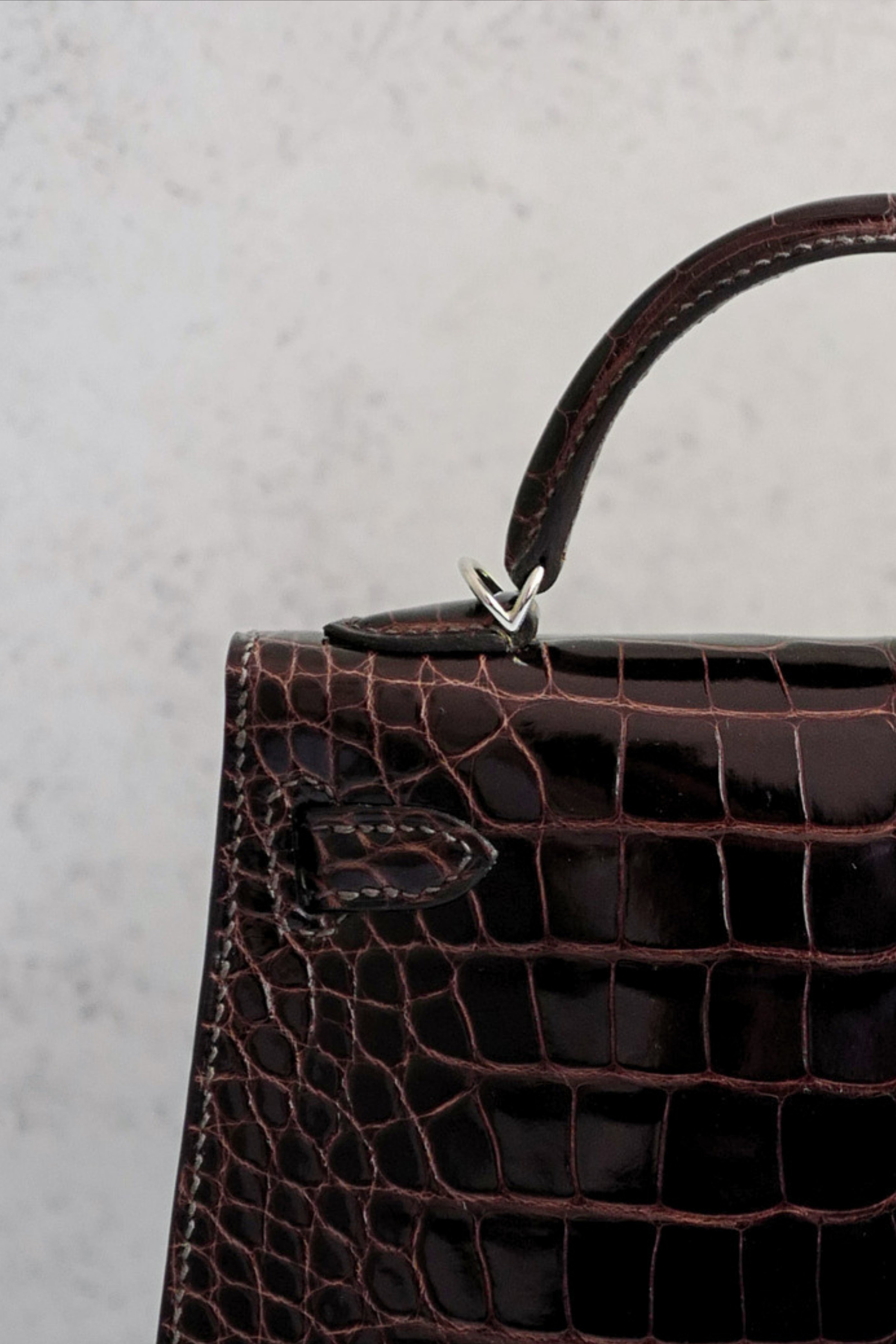 Hermès Mini Kelly Havane Sellier Alligator Mississippiensis Lisse PHW G Stamp