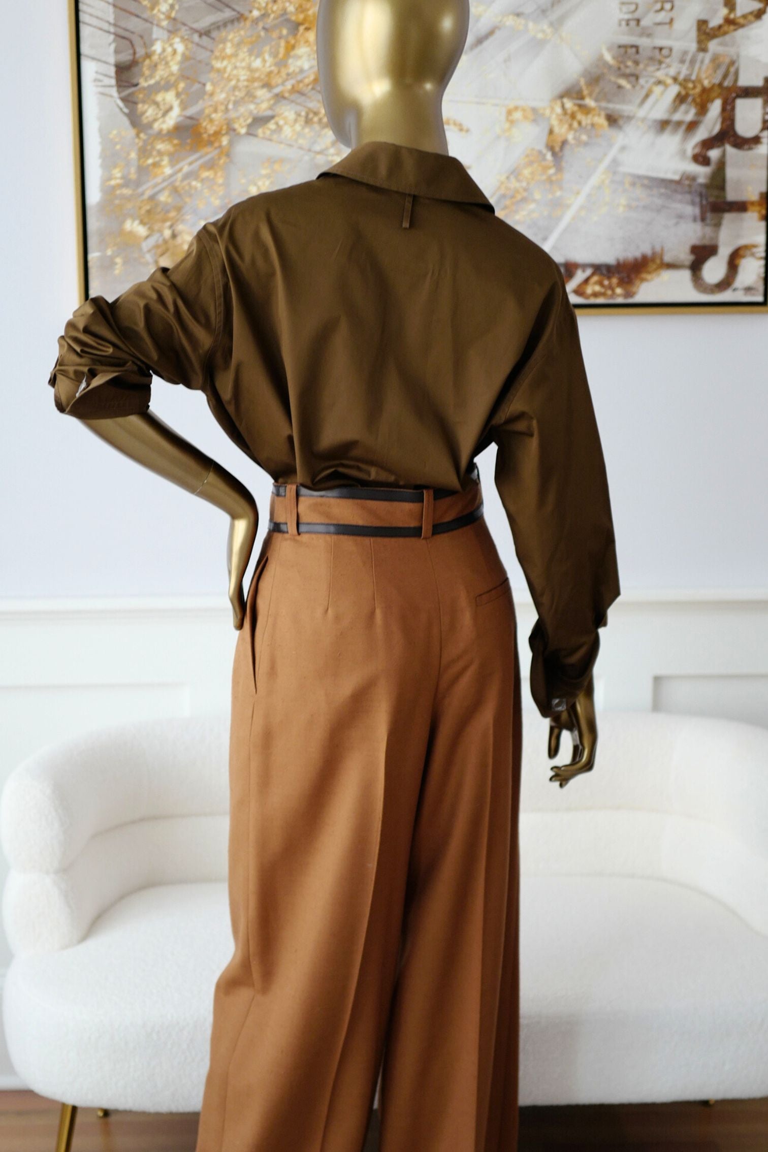 Hermès Women Shirt Marron Muschio Cotton Twill Size 36