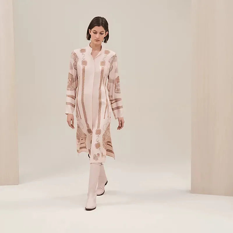 Hermes Robe Inspi Chemise Les Tambours Finesse A Fentes Blanc Poros Si