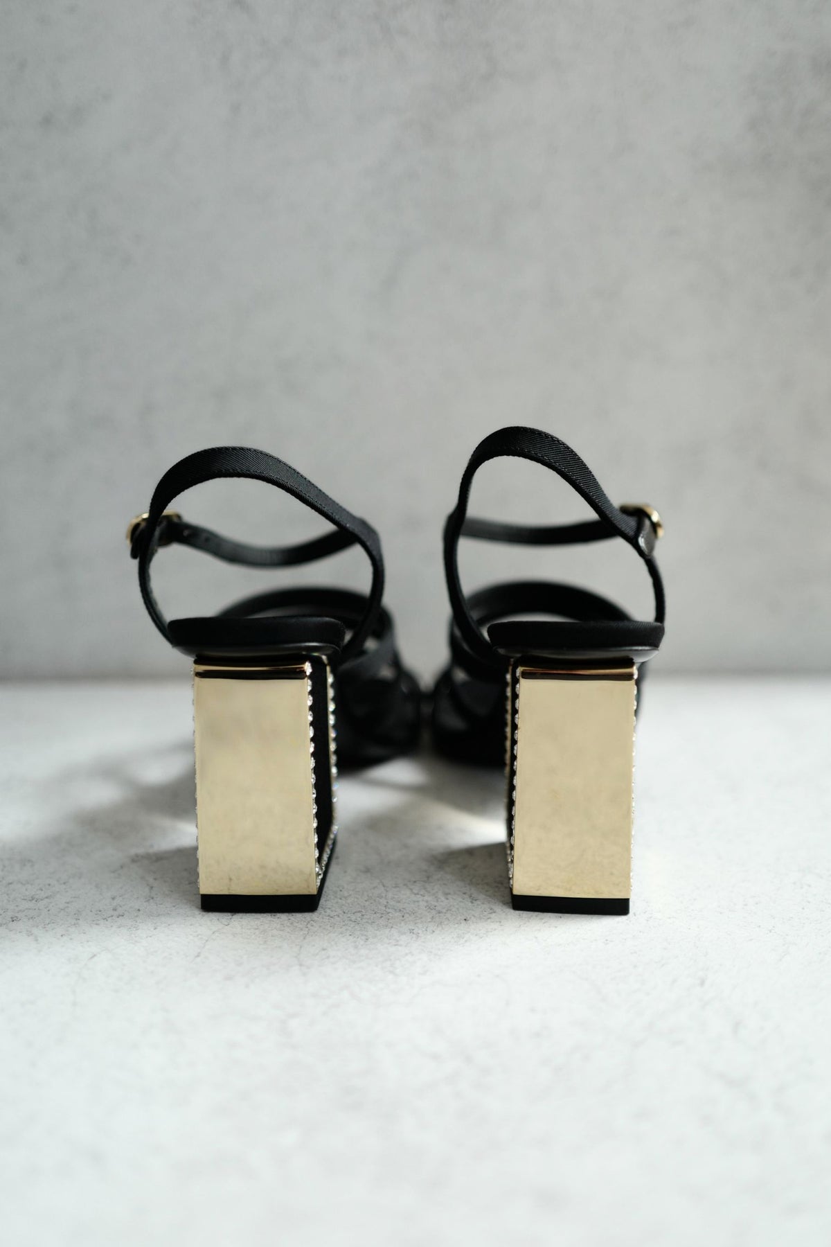 BNIB Chanel 24B Strappy Heels in Black with Crystals Rhinestone Heels size 38