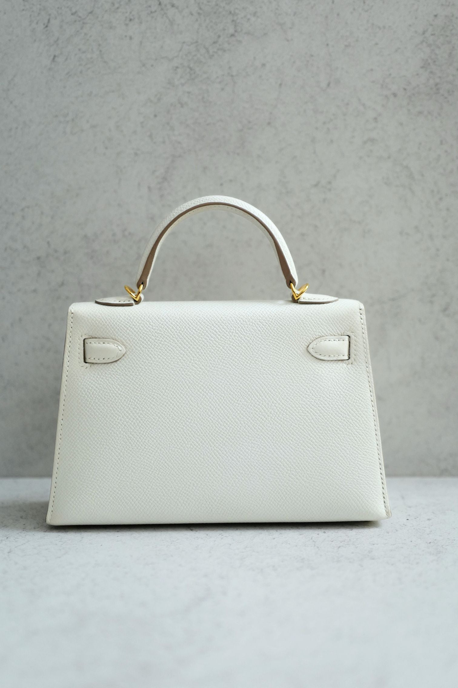 Hermès Mini Kelly 20 Gris Pale Epsom Leather Gold Hardware