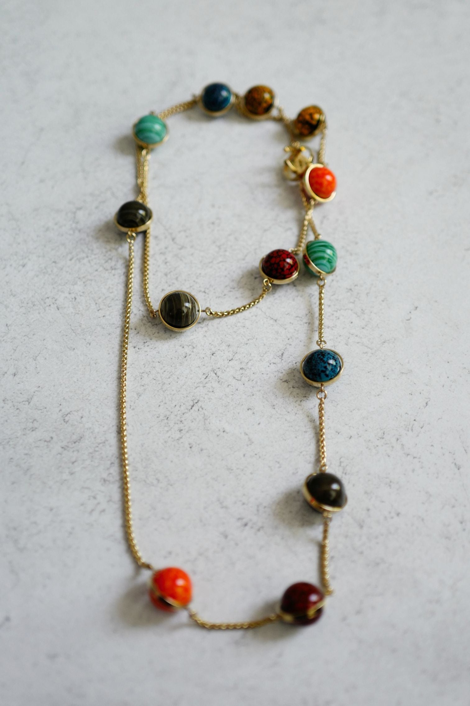Chanel 26S Long Necklace Gold Multicolour Metal Glass Pearls