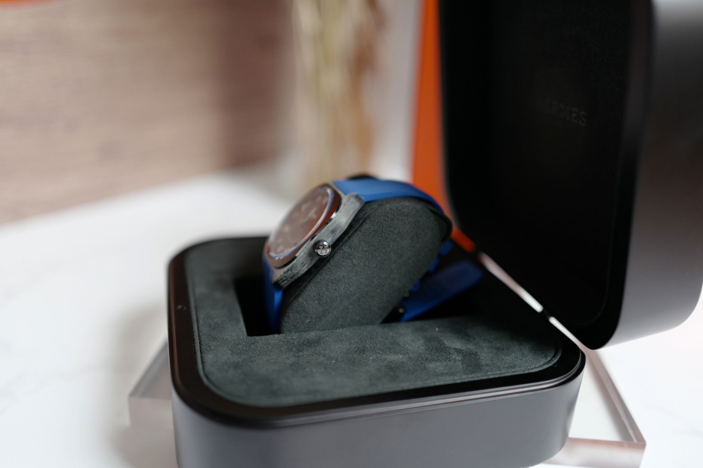 Hermès H08 Titanium Blue Edition Blue Rubber Strap 42 mm