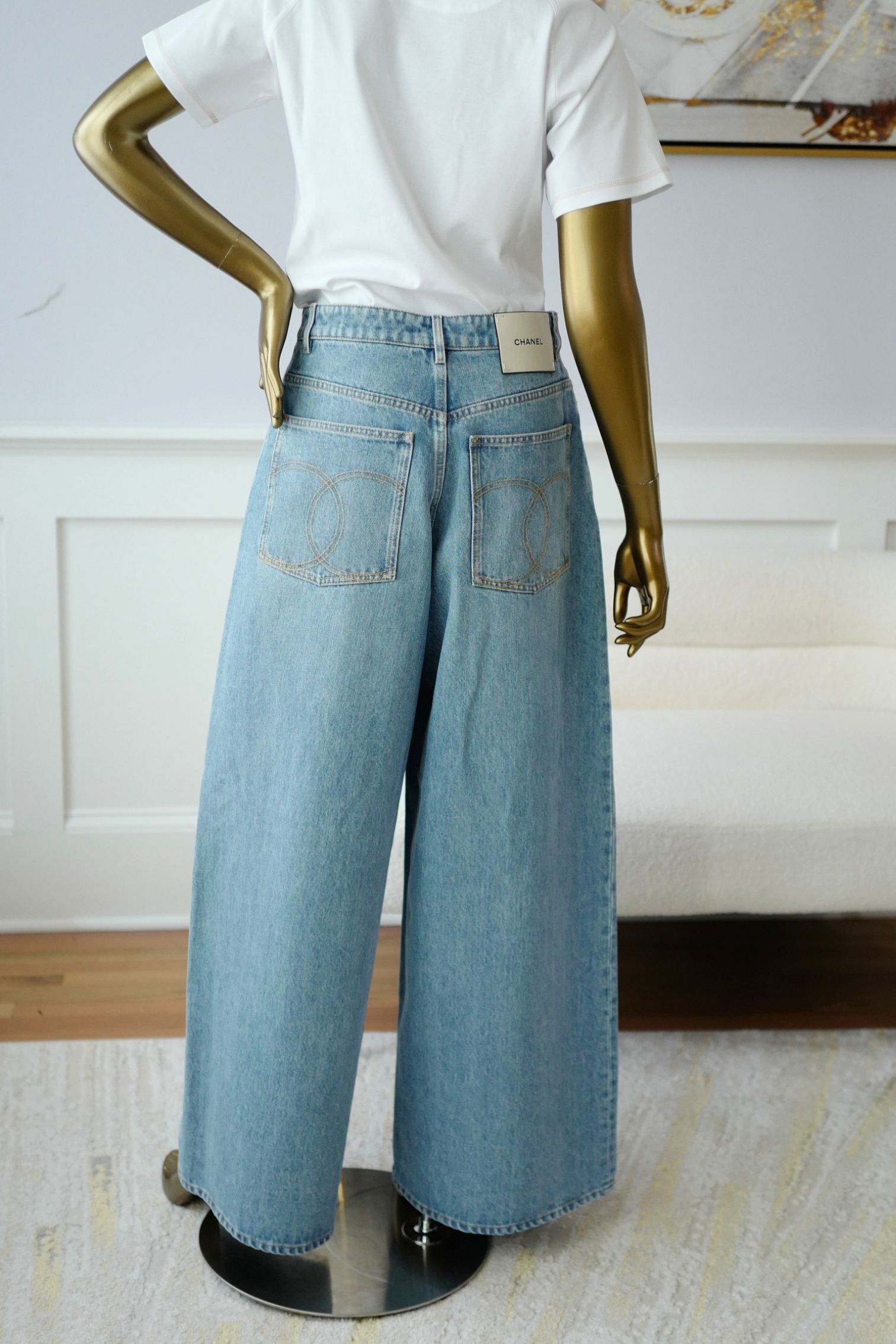 Chanel Métiers d’Art 2026 Matthieu Blazy Denim Blue Jeans Pants Size 36