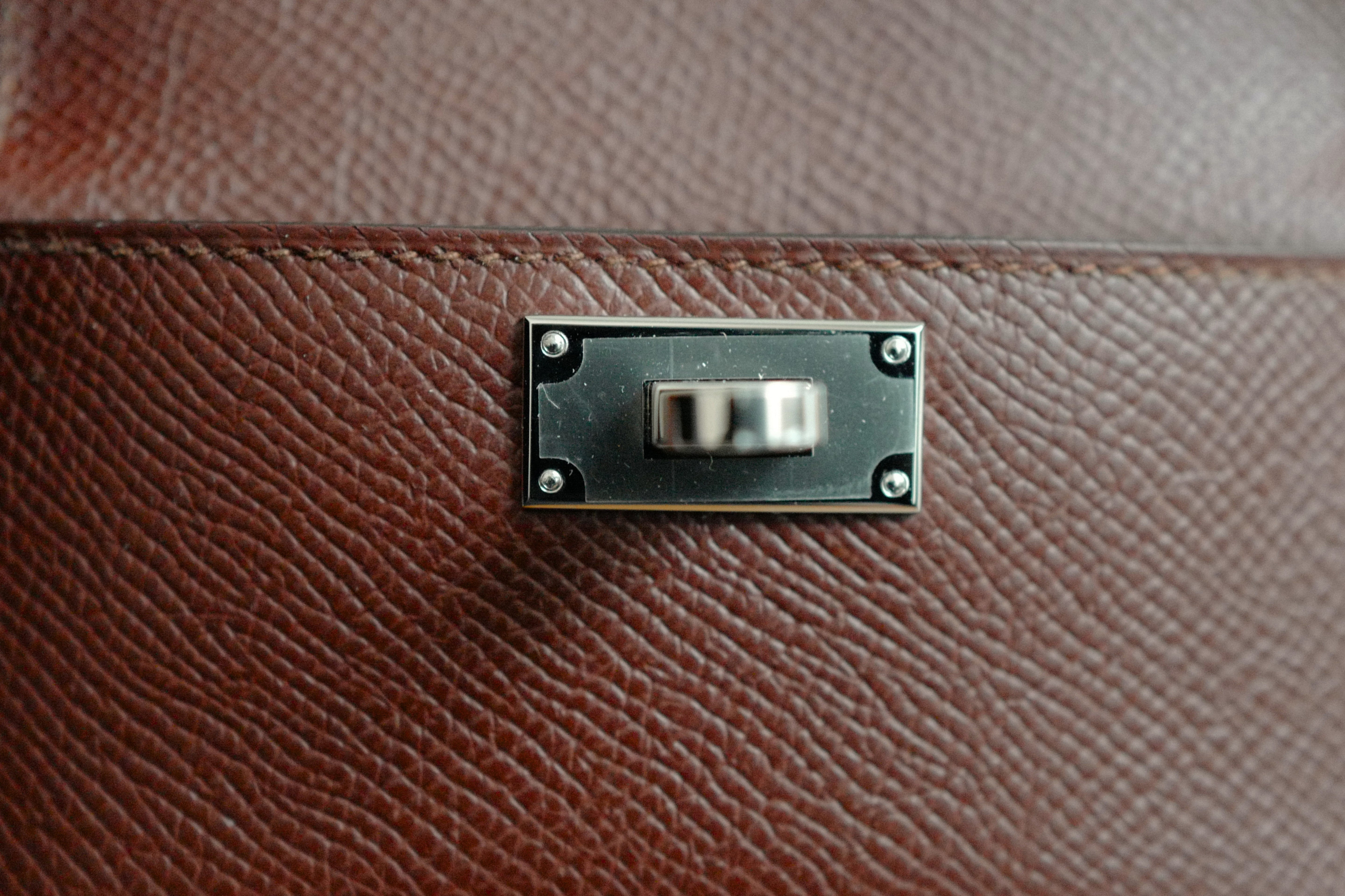 Hermès Kelly Pocket Bag Strap Noir/Terre Swift Epsom Calfskin 105 mm