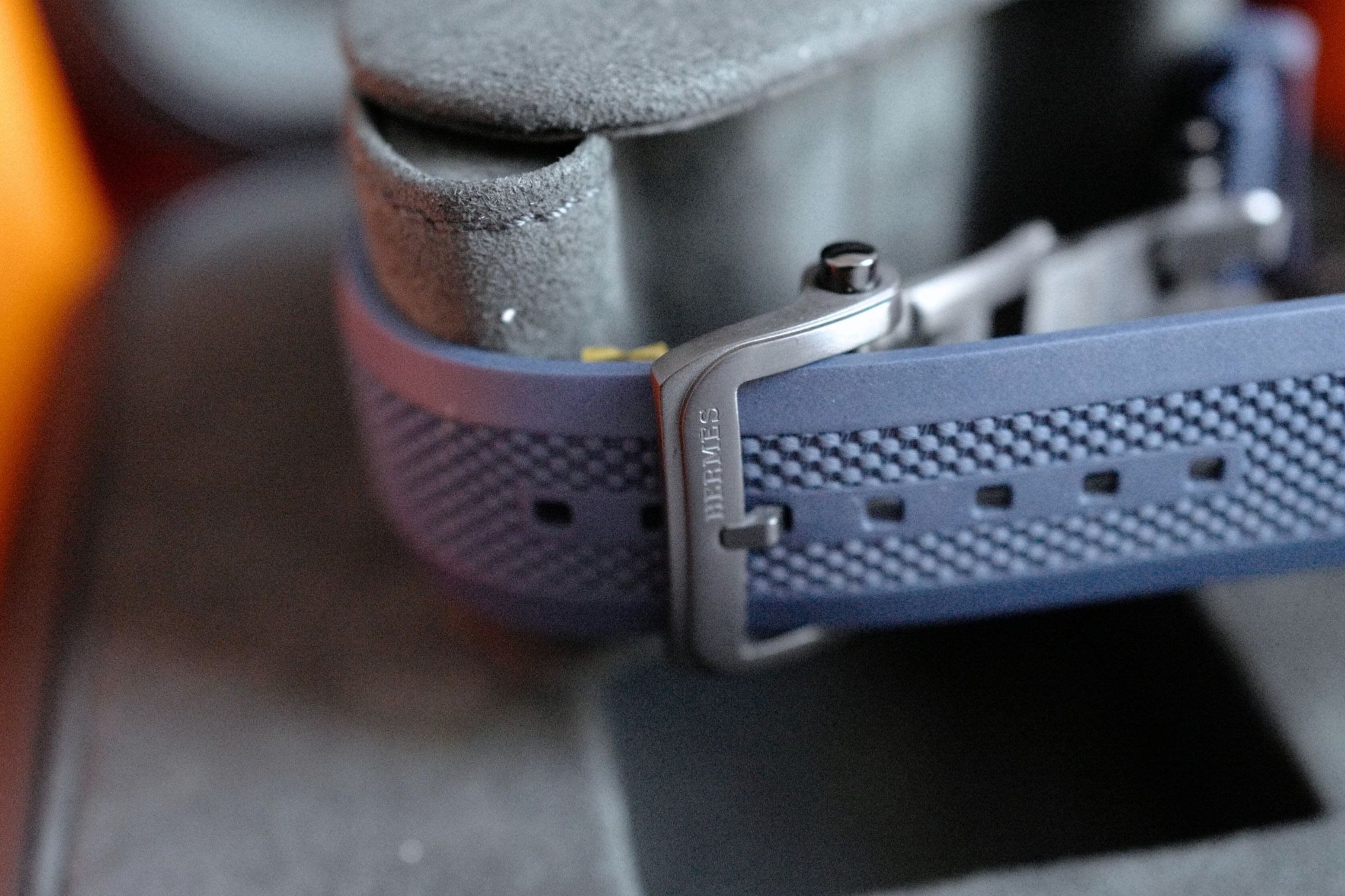 Hermès H08 Blue Dial Titanium Watch Blue Rubber Strap 42mm