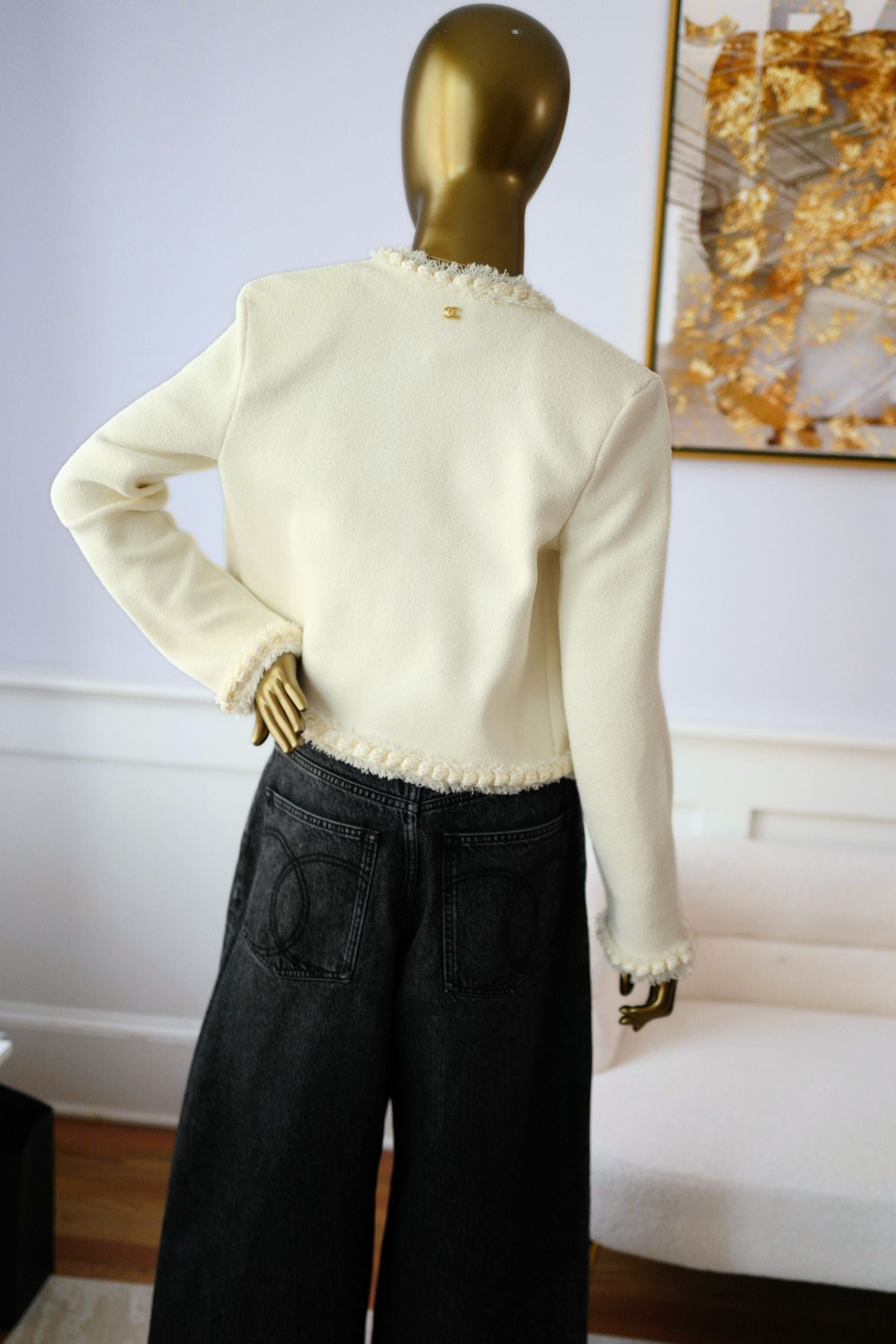 NEW Chanel Métiers d’art 2026 Collection Jacket Ivory in Silk Size 36