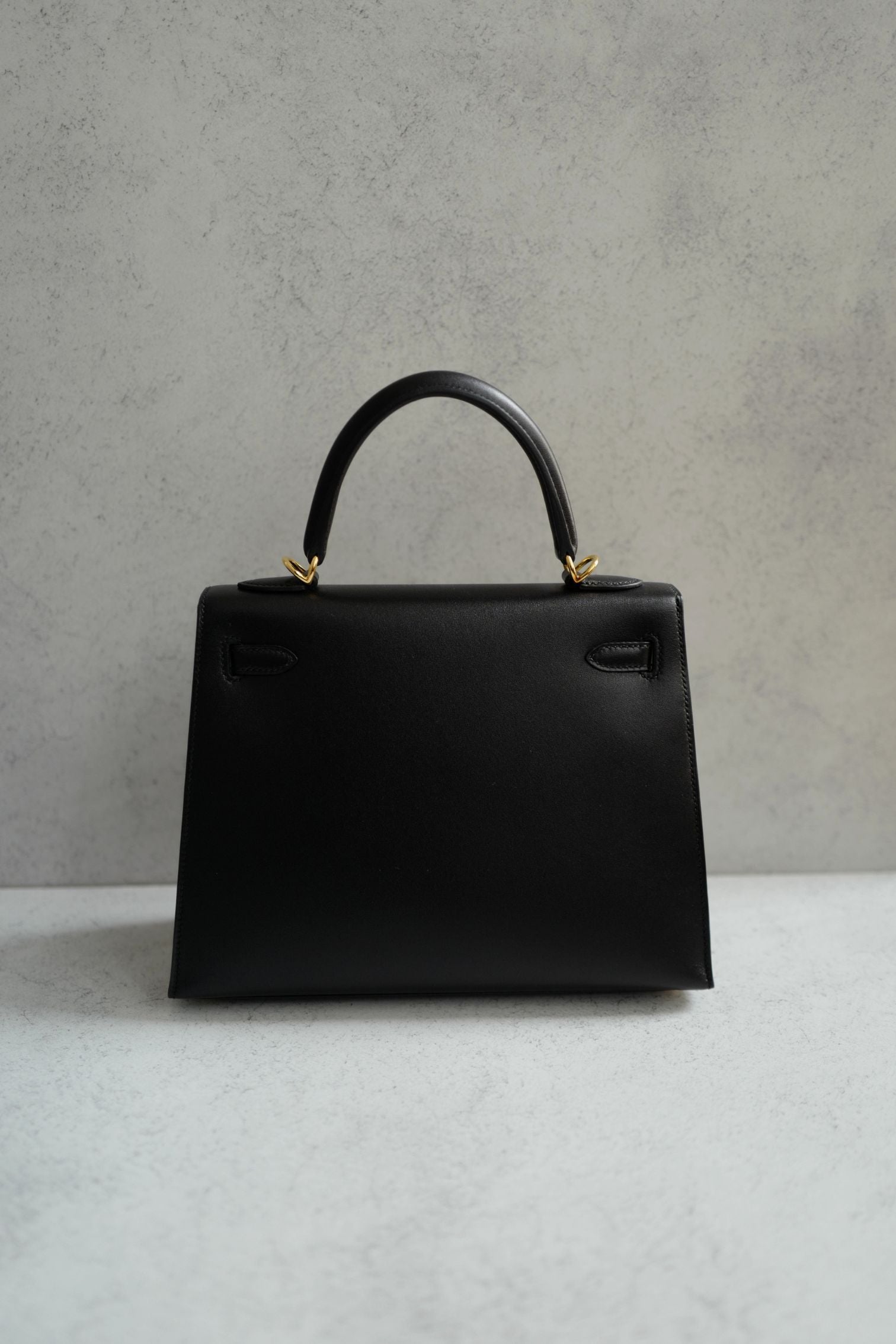 Hermes Kelly 25 Black Tadelakh Sellier Gold HW Complete Original Receipt NEW
