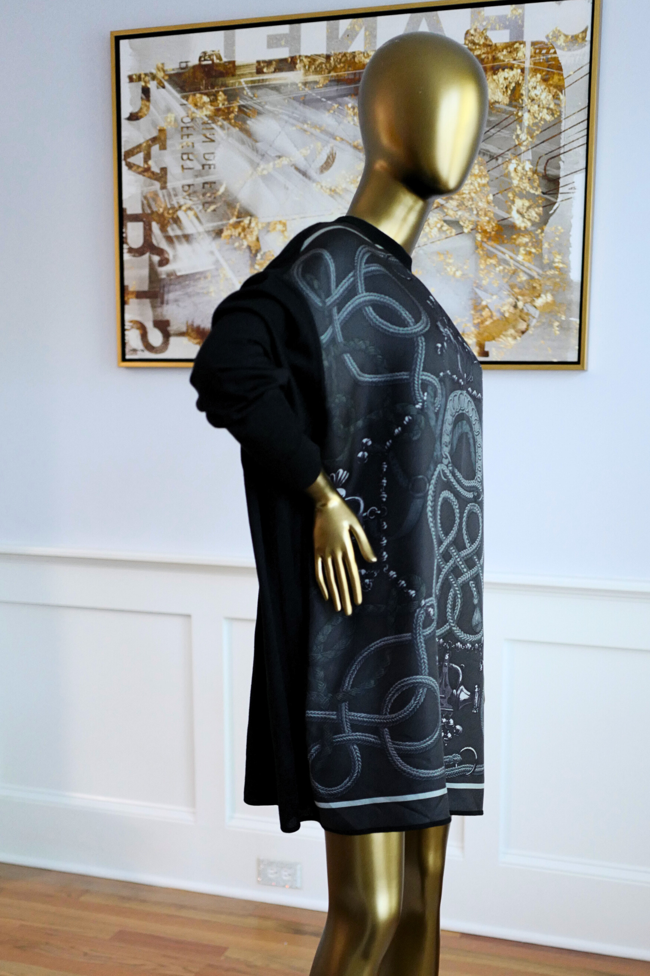 NEW Hermès "Palefroi Remix" Twillaine Tunic Short Dress Gris Charbon Size 36