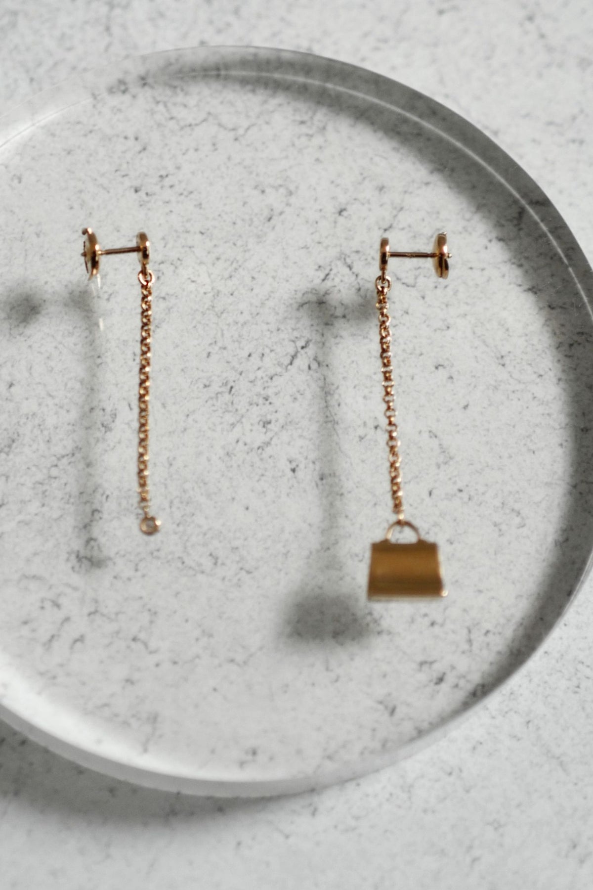 Hermes 18K Chaine Amulette Kelly Diamonds Rose Gold Ear Studs Earrings BNIB $10K