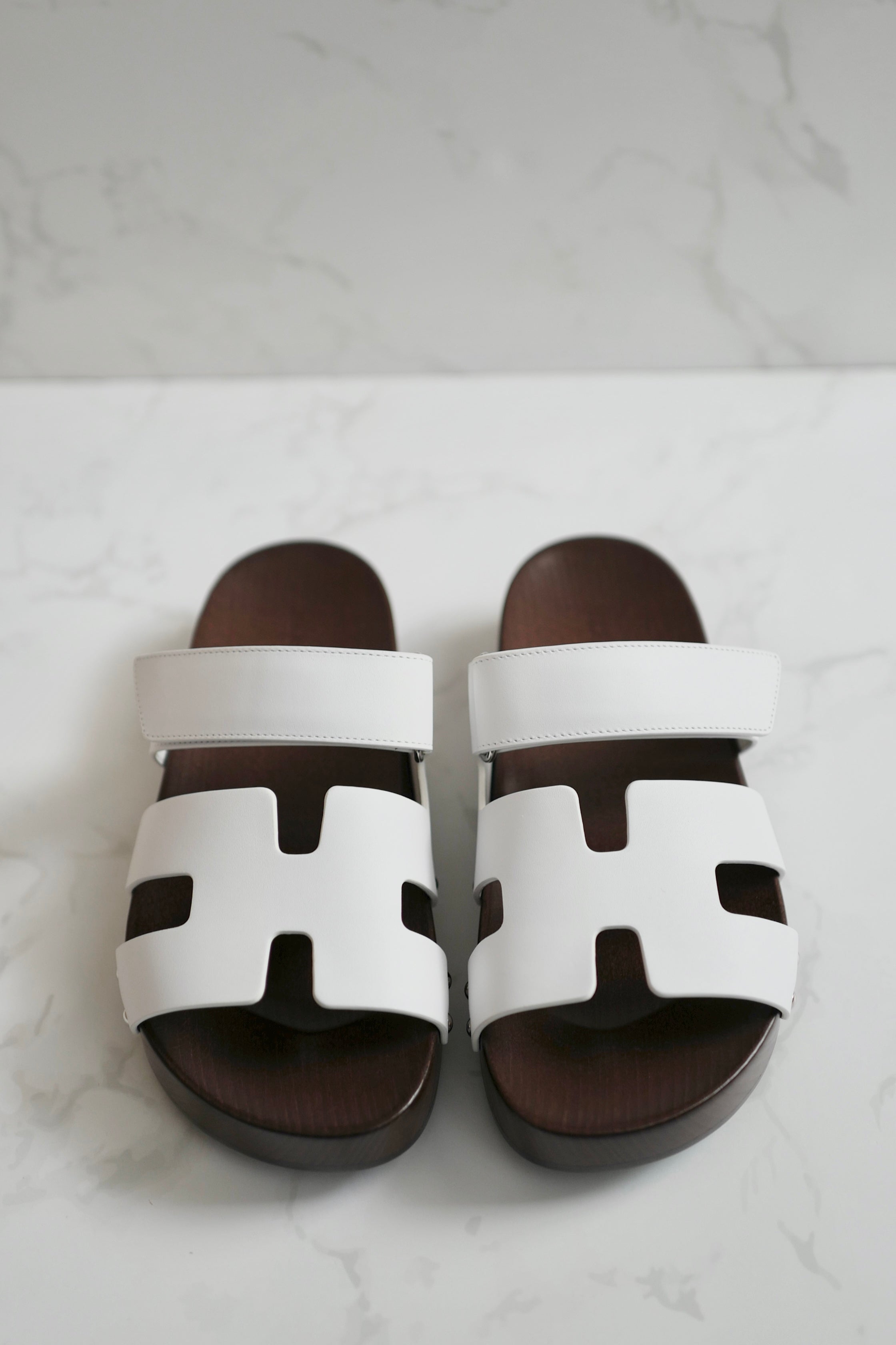 BNIB HERMÈS Kos Veau Women's Clog Blanc/white - Size 37