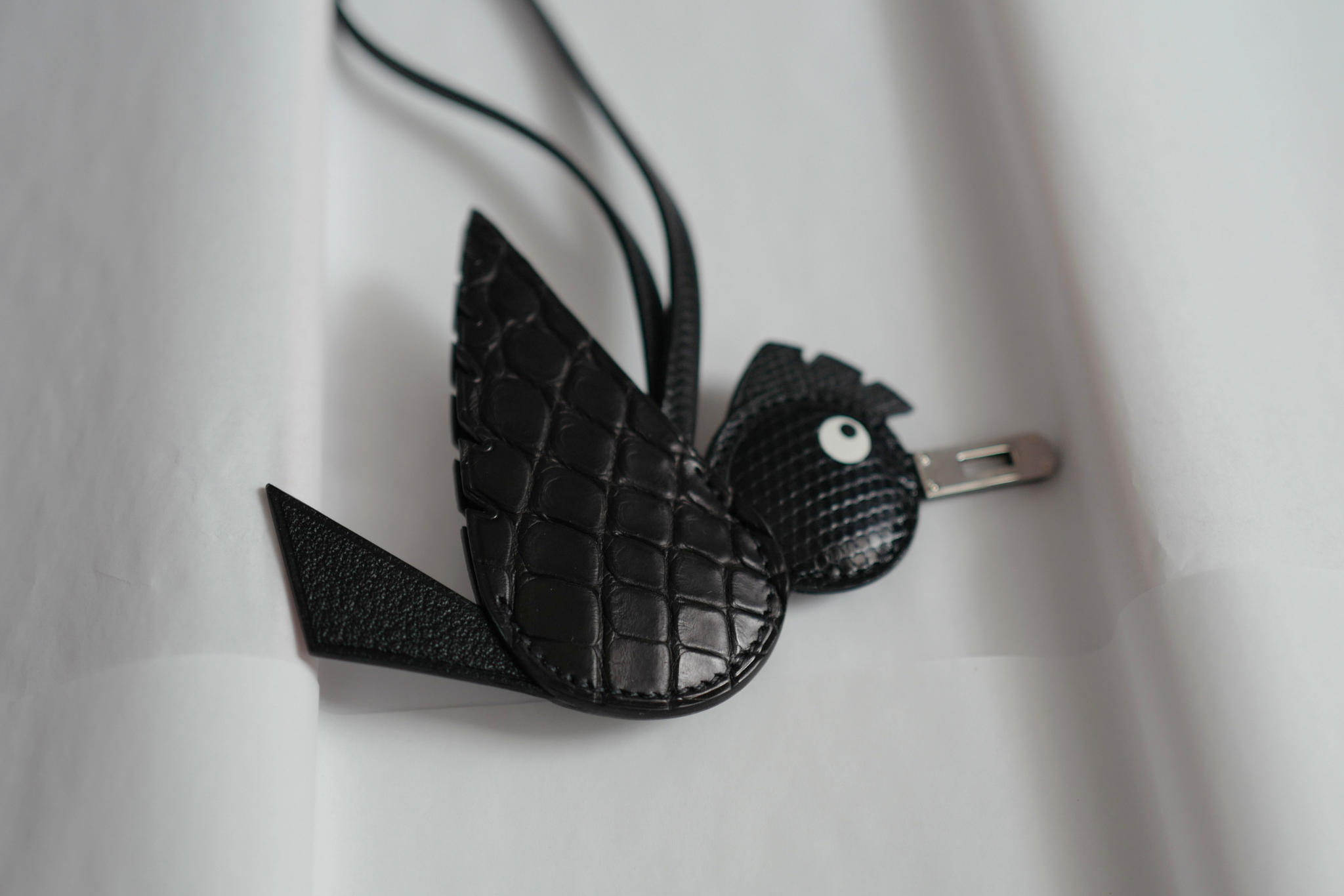 Hermès Birdy Charm Noir Alligator/Lizard/Epsom Calfskin Palladium Hardware