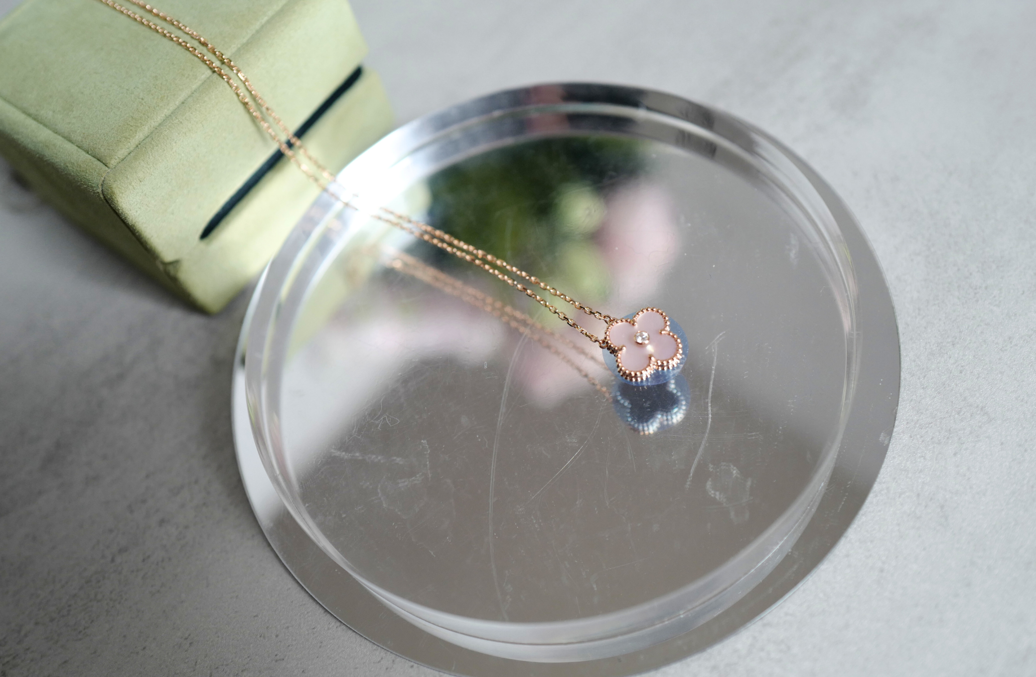 Van Cleef & Arpels 2025 Holiday Alhambra Pendant Pink MOP & Rose Gold