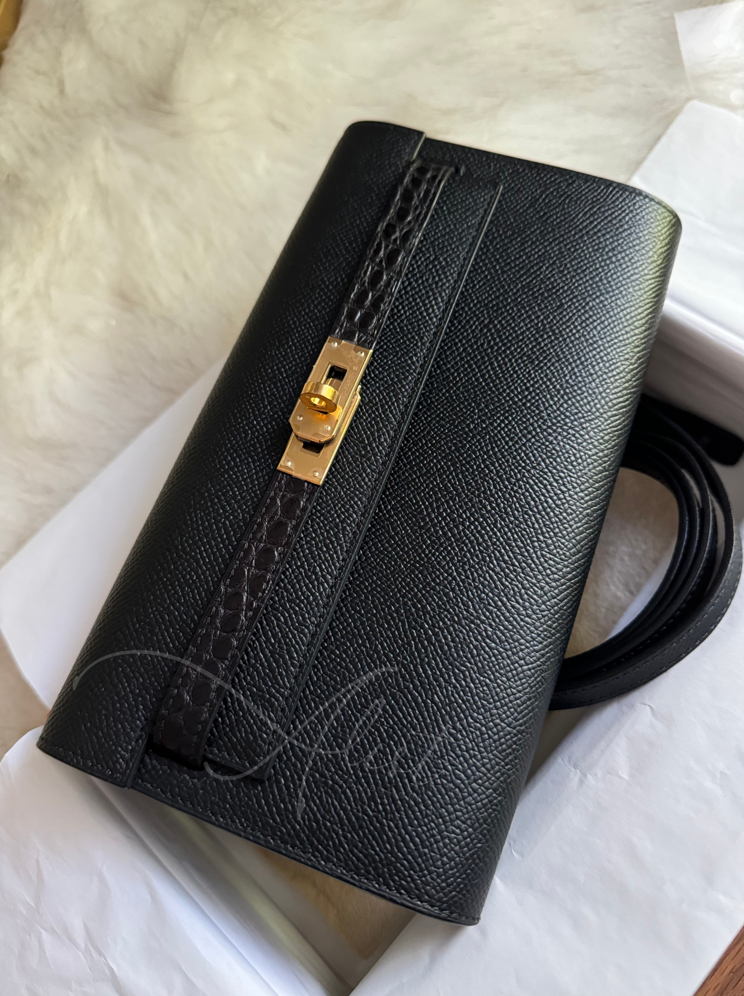 Hermes Kelly to go touch black matte alligator ghw