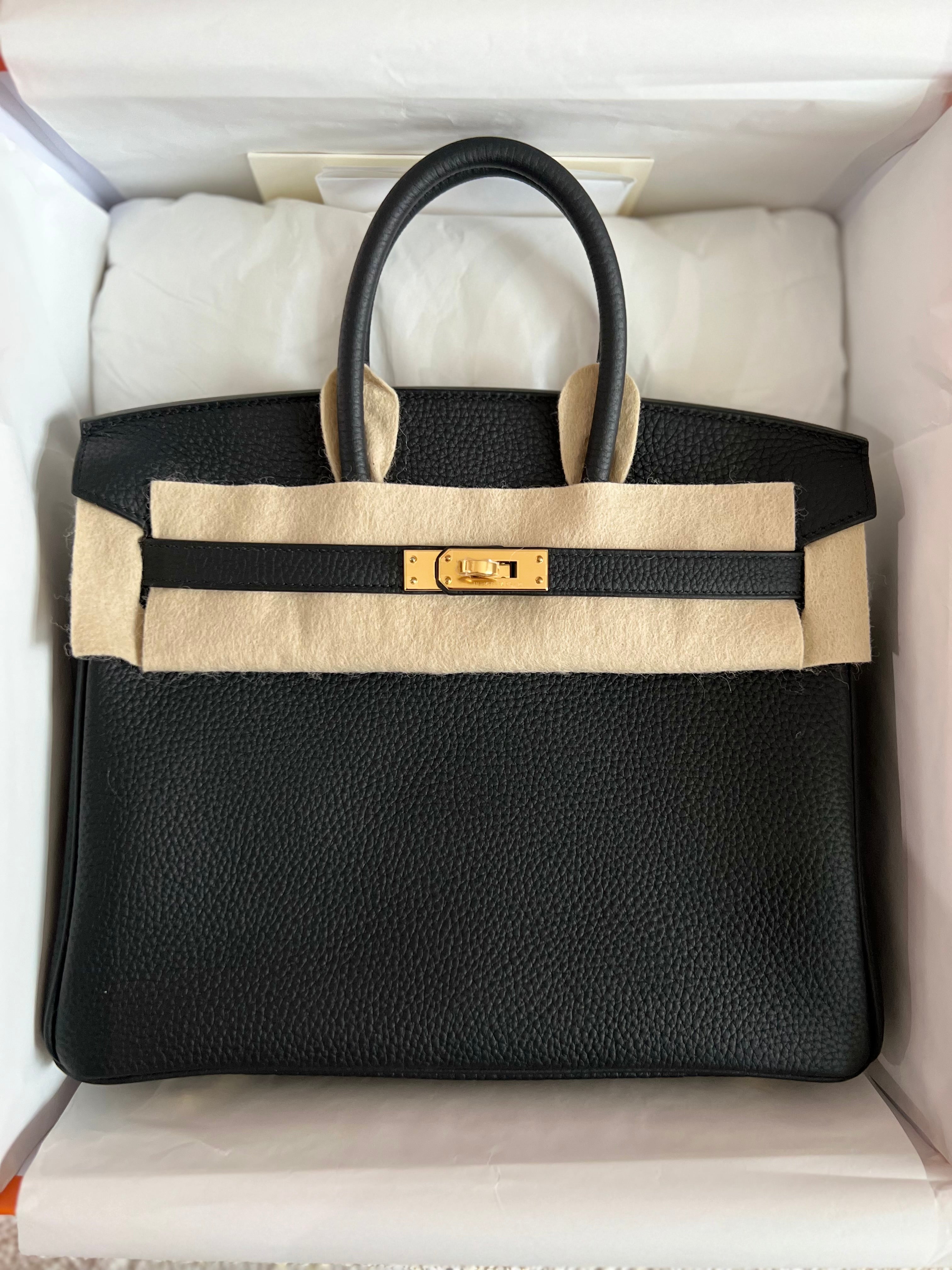 BNIB Hermes Birkin 25 Noir Black Togo GHW W 2024 Fresh Store Complete