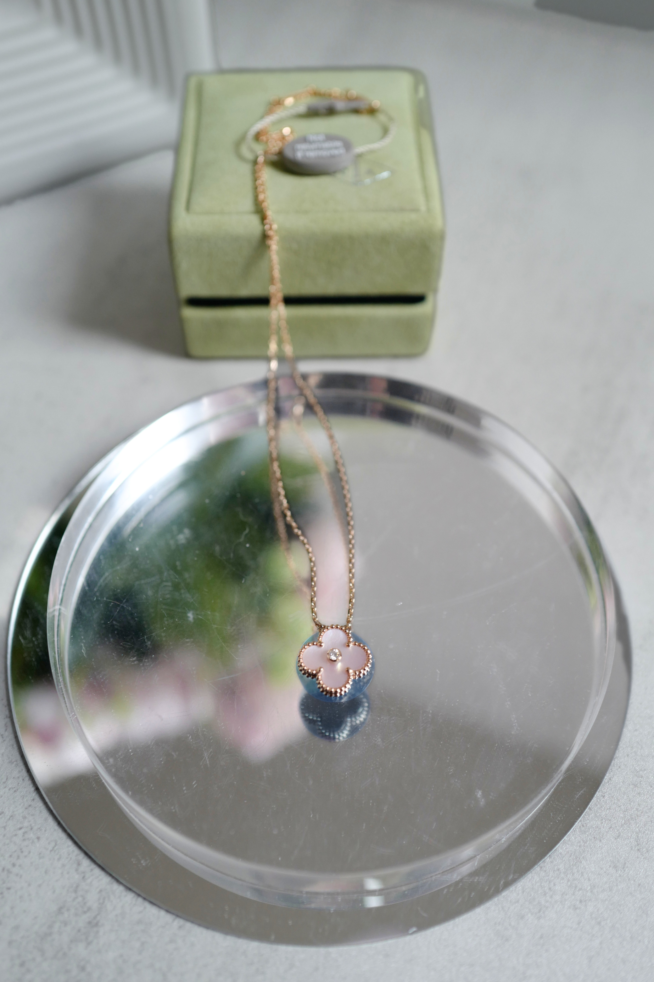 Van Cleef & Arpels 2025 Holiday Alhambra Pendant Pink MOP & Rose Gold