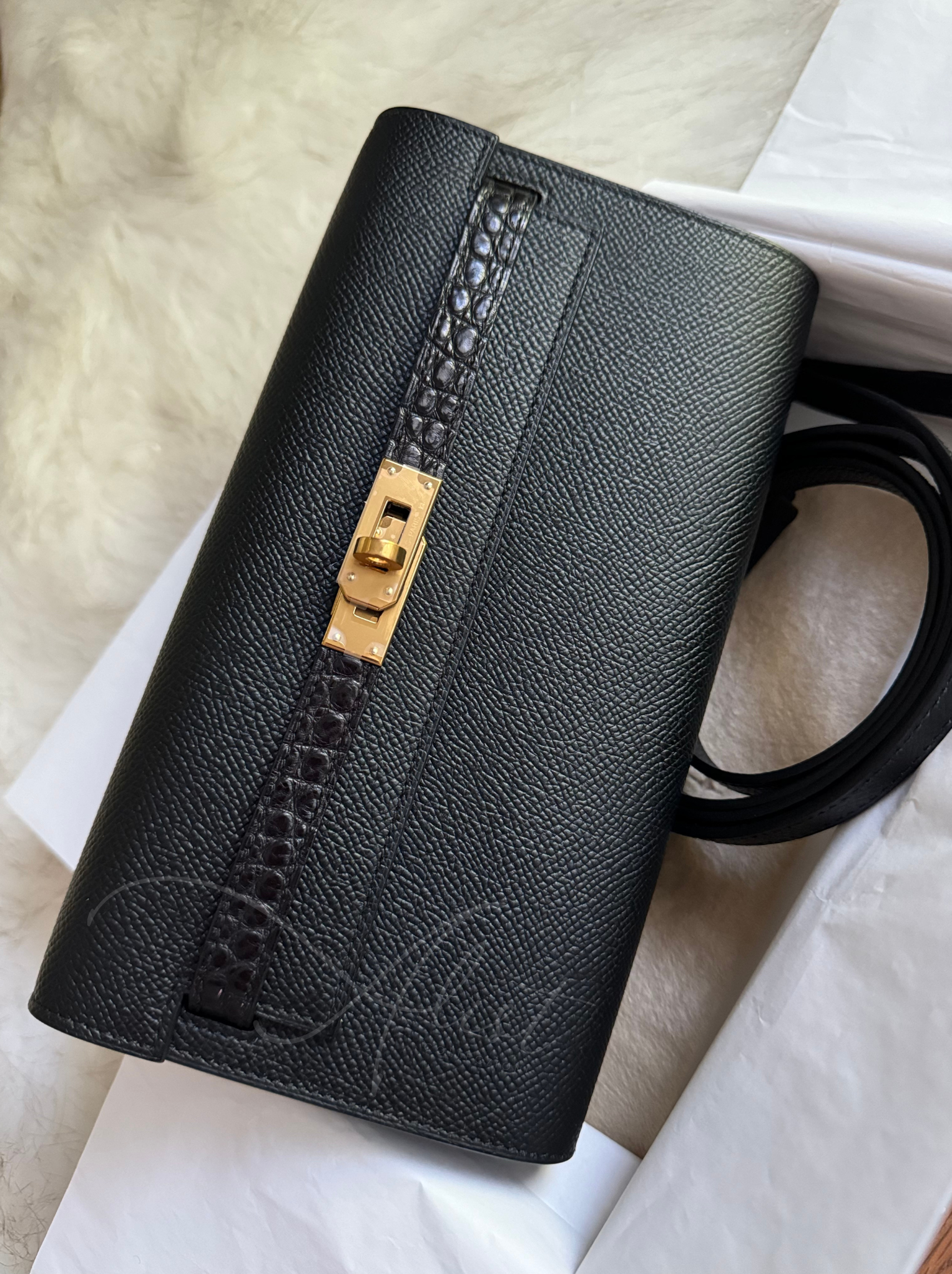 Hermes Kelly to go touch black matte alligator ghw