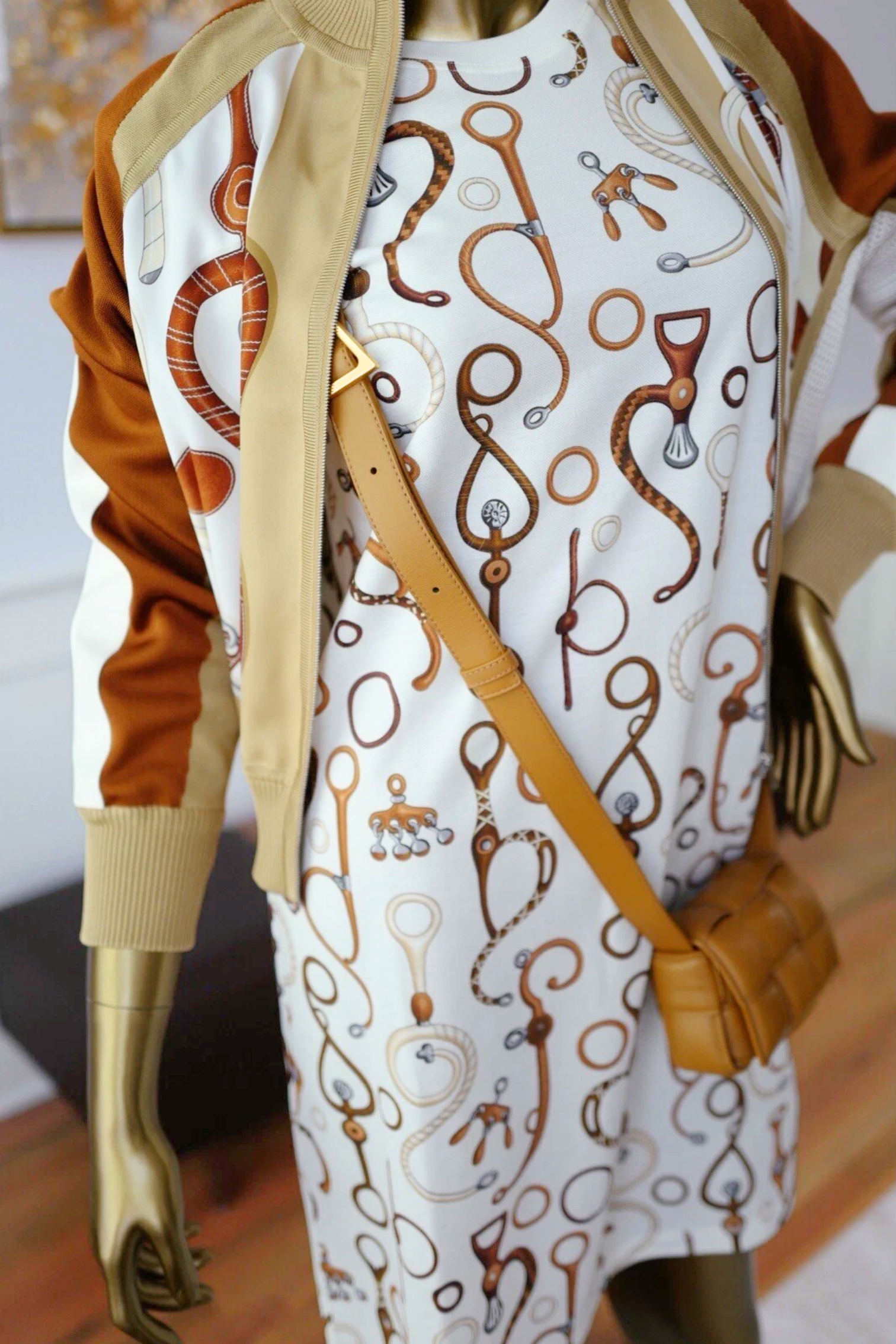 NEW Hermes Panoplie Tout Cuir straight dress Size 36 Blanc/Naturel