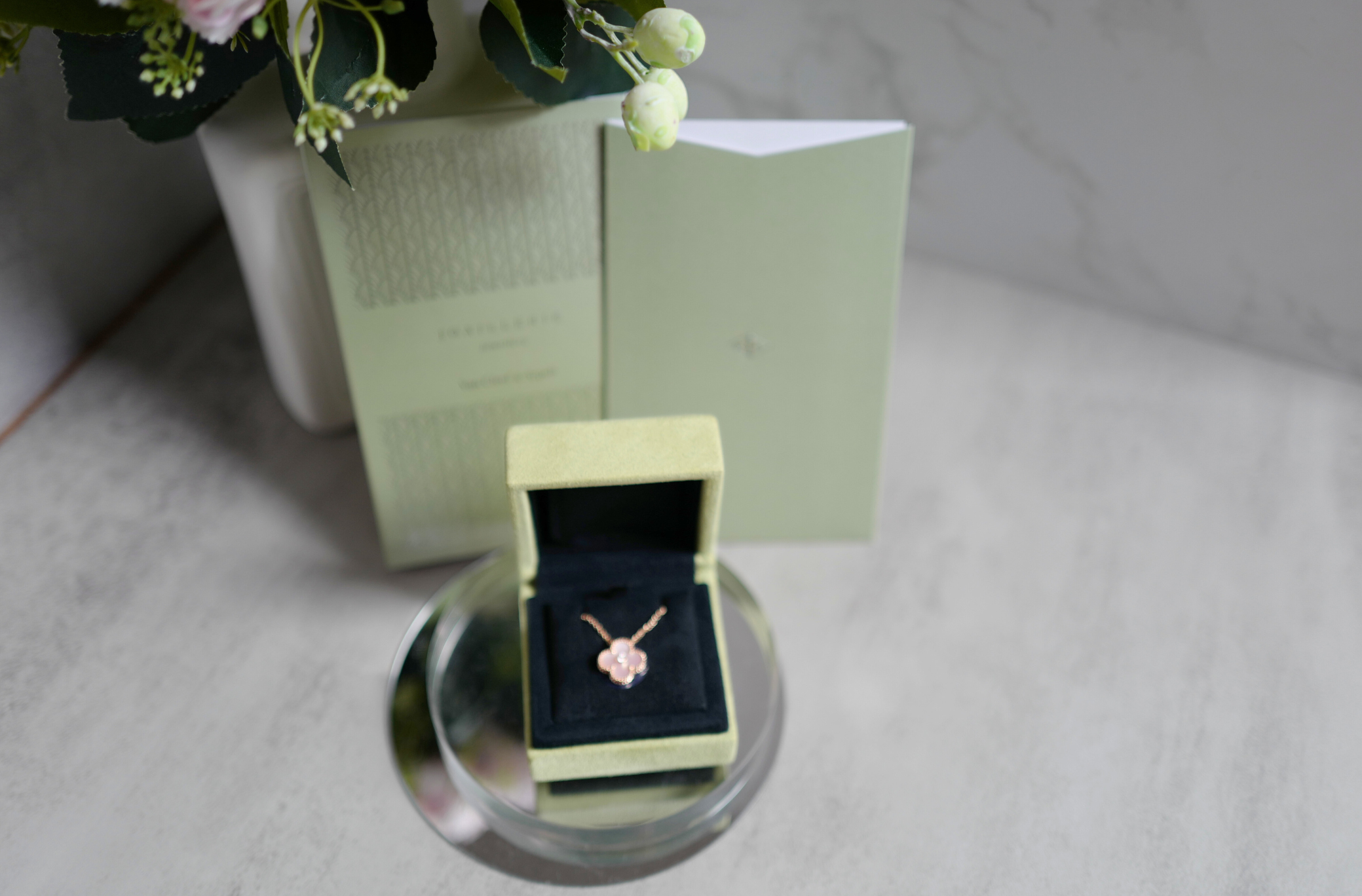 Van Cleef & Arpels 2025 Holiday Alhambra Pendant Pink MOP & Rose Gold