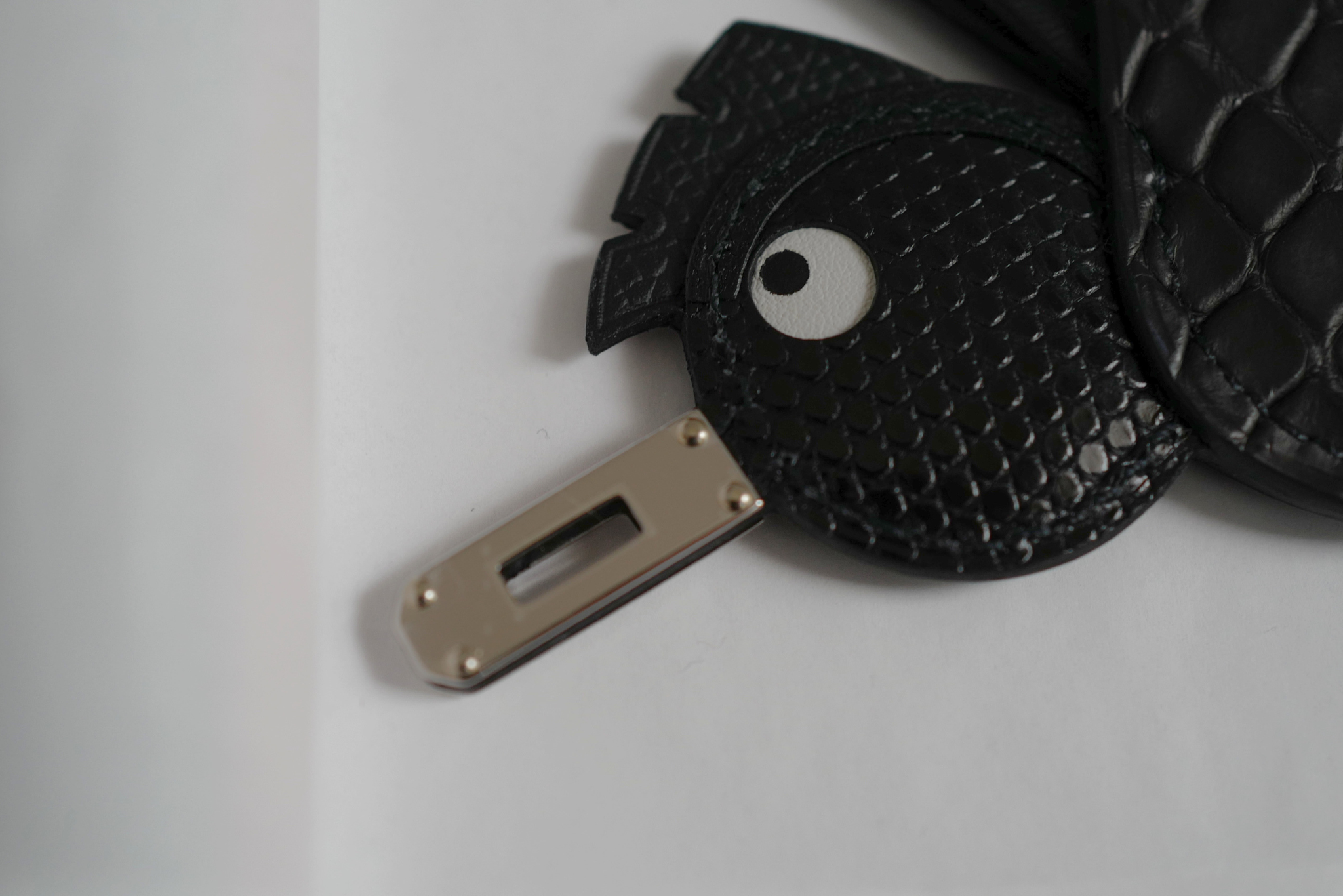 Hermès Birdy Charm Noir Alligator/Lizard/Epsom Calfskin Palladium Hardware