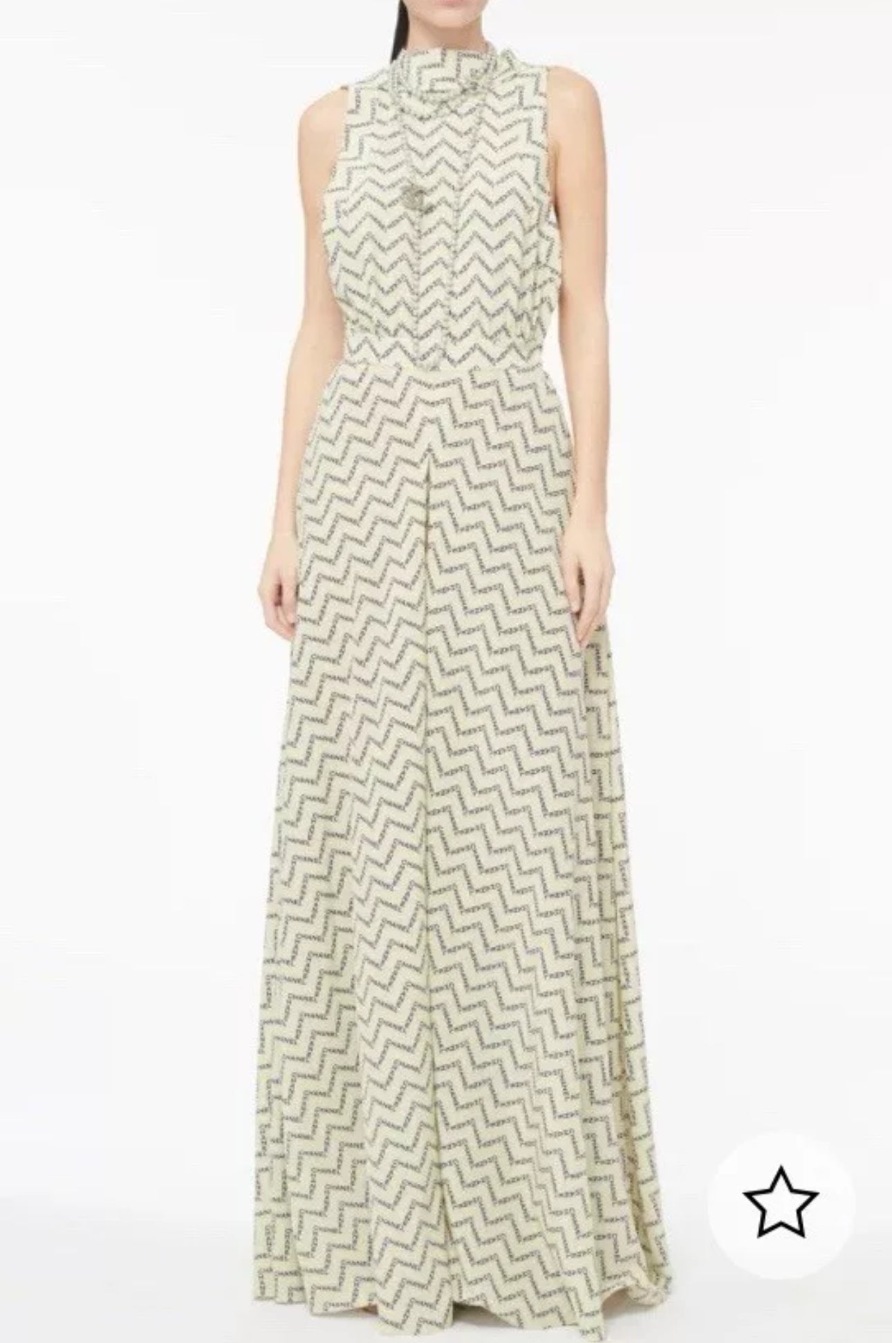 NEW Chanel 24K Jumpsuit Dress Printed Crepe de Chine in Beige, Yellow & Black Size 36