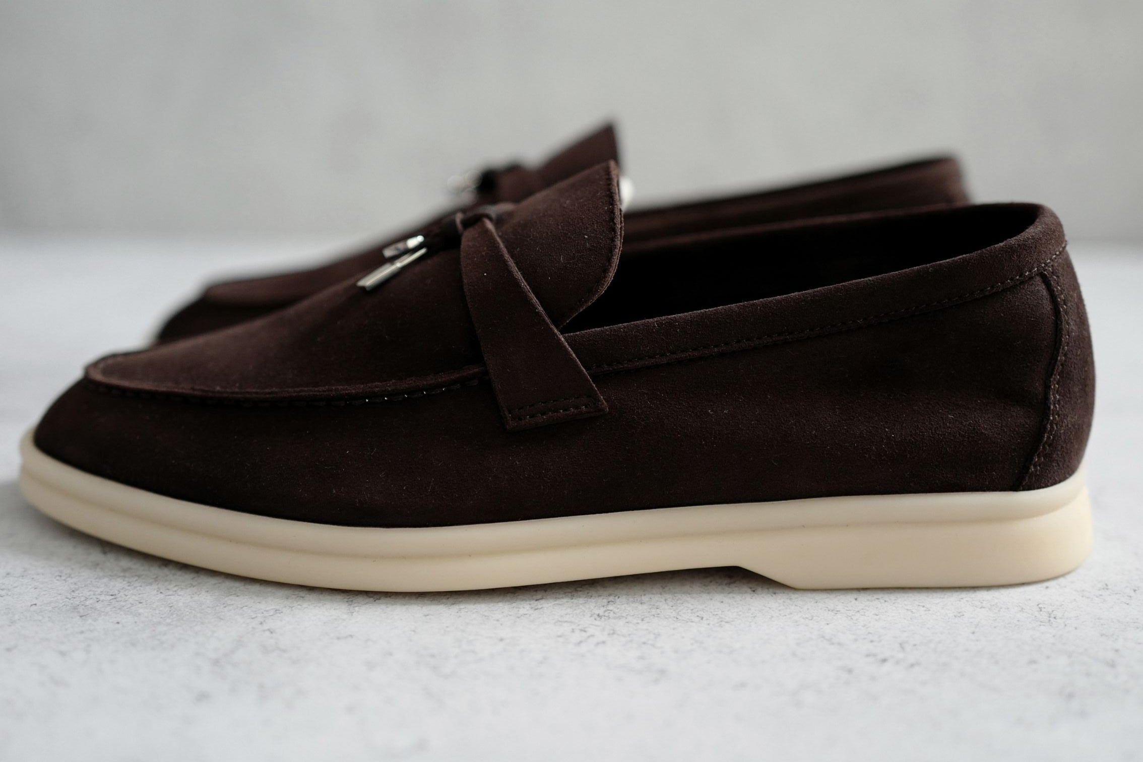Loro Piana Summer Charms Walk Loafer Chocolate Suede Calfskin Size 37