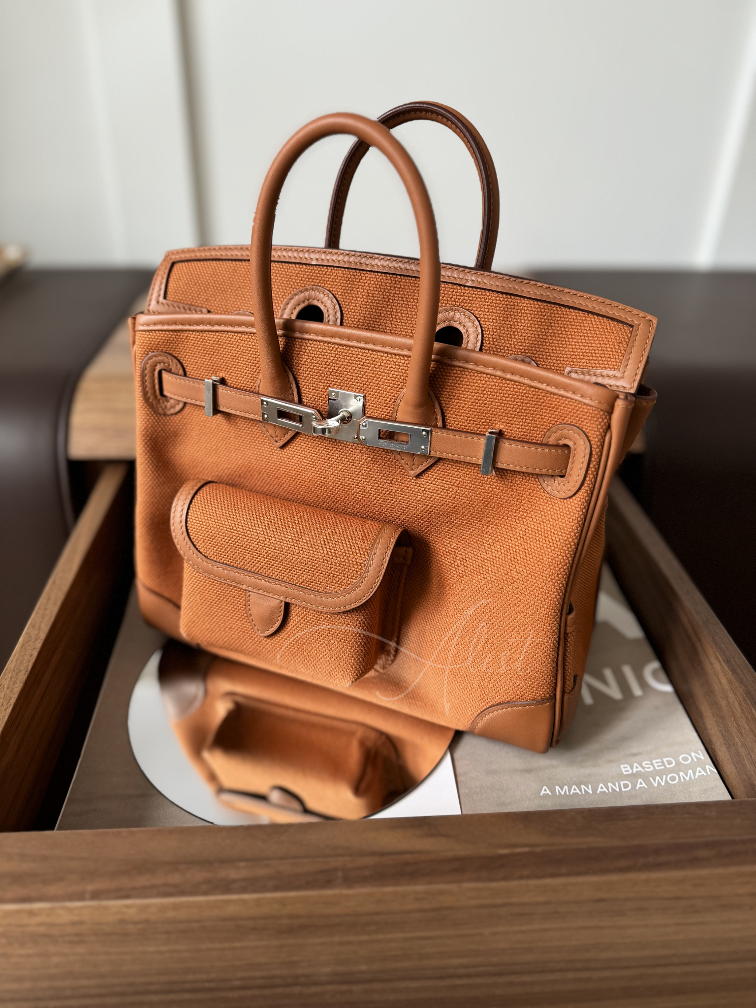 BNIB HERMÈS Birkin Cargo 25 Gold Swift leather &Toile canvas with Palladium HW