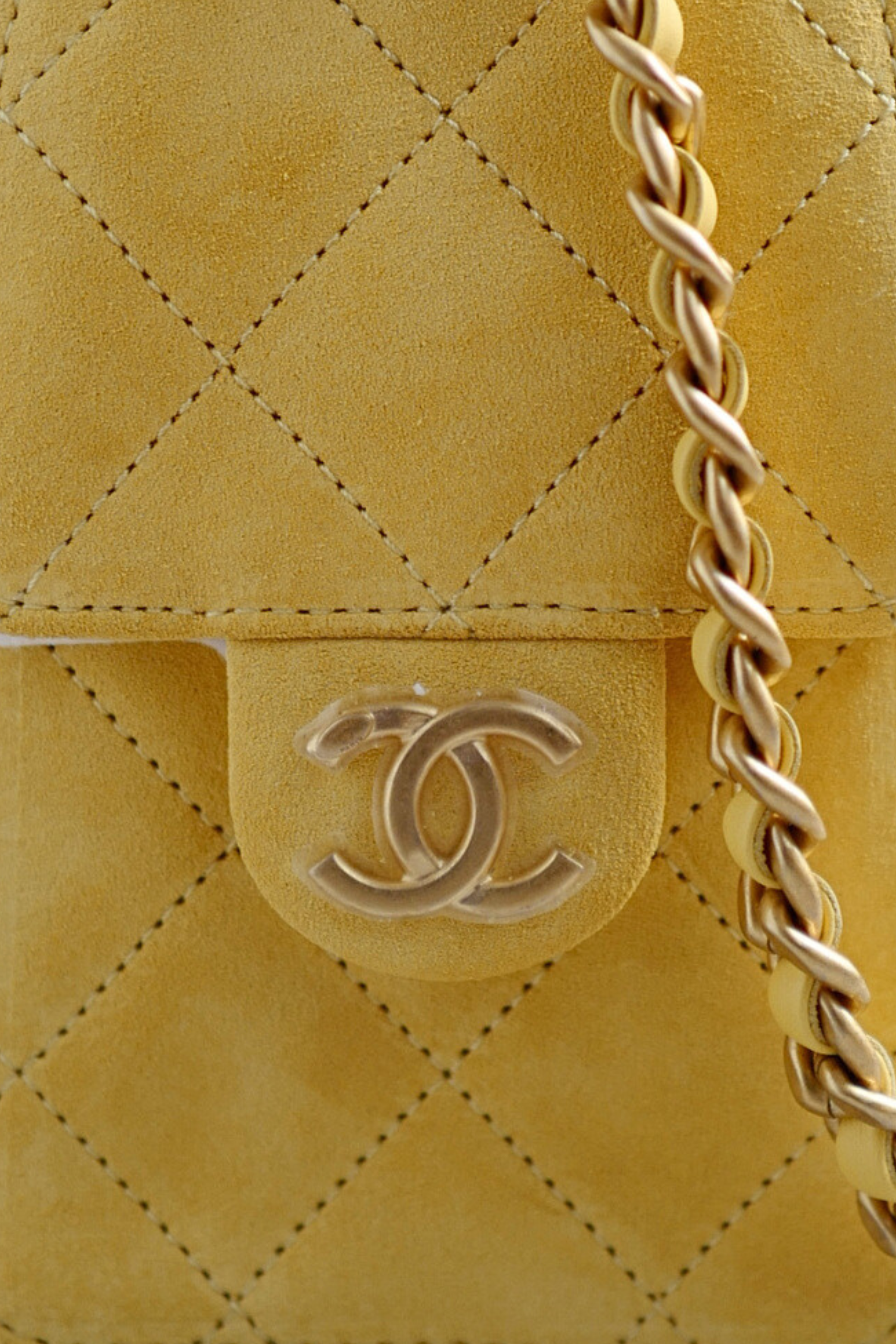 NEW Chanel 26C Mini Hobo Shoulder Bag in Yellow Suede with Gold Hardware
