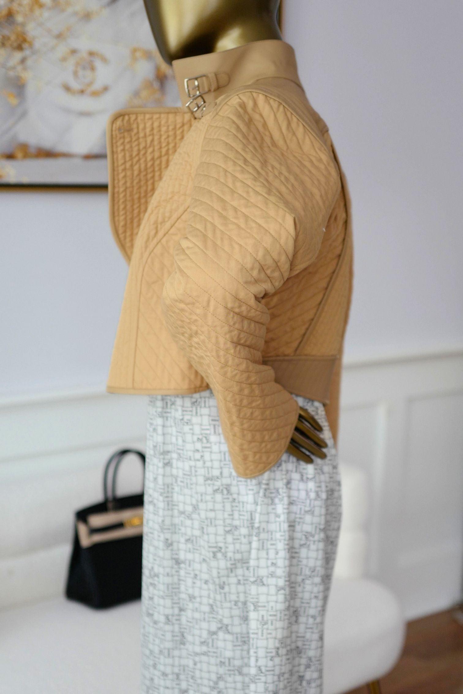 NEW Hermès Quilted Outdoor Jacket Beige Cajou size 36
