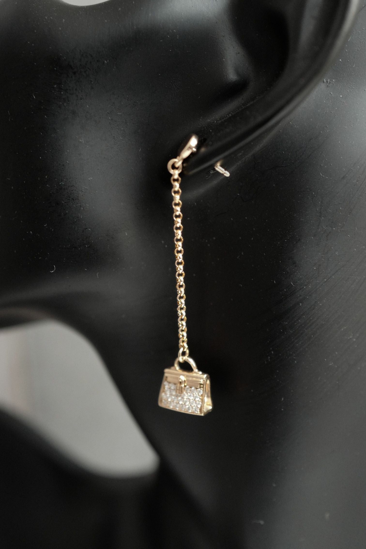 Hermes 18K Chaine Amulette Kelly Diamonds Rose Gold Ear Studs Earrings BNIB $10K