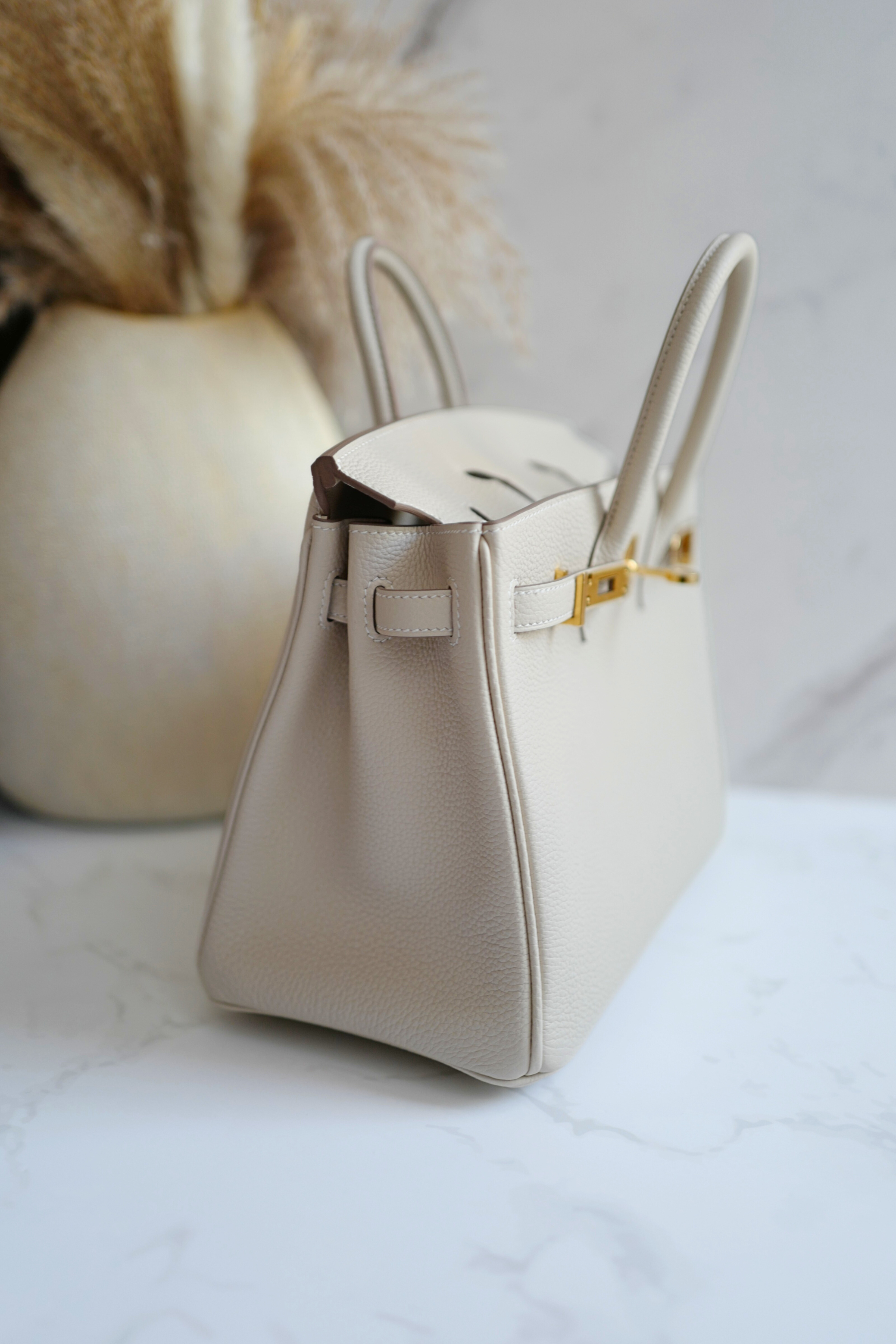 BNIB Hermès Birkin 25 Bag Craie Togo Leather with Gold Hardware