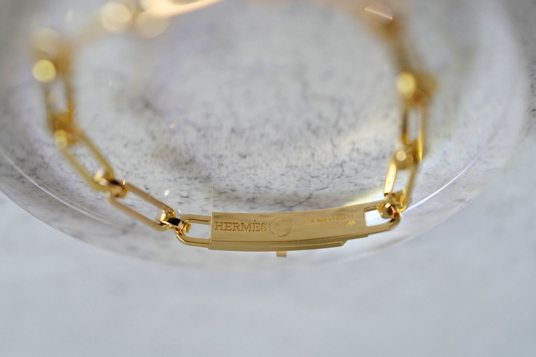 Hermès Kelly Chaine Bracelet Small Size 18K Yellow Gold 41 Diamonds Size 150