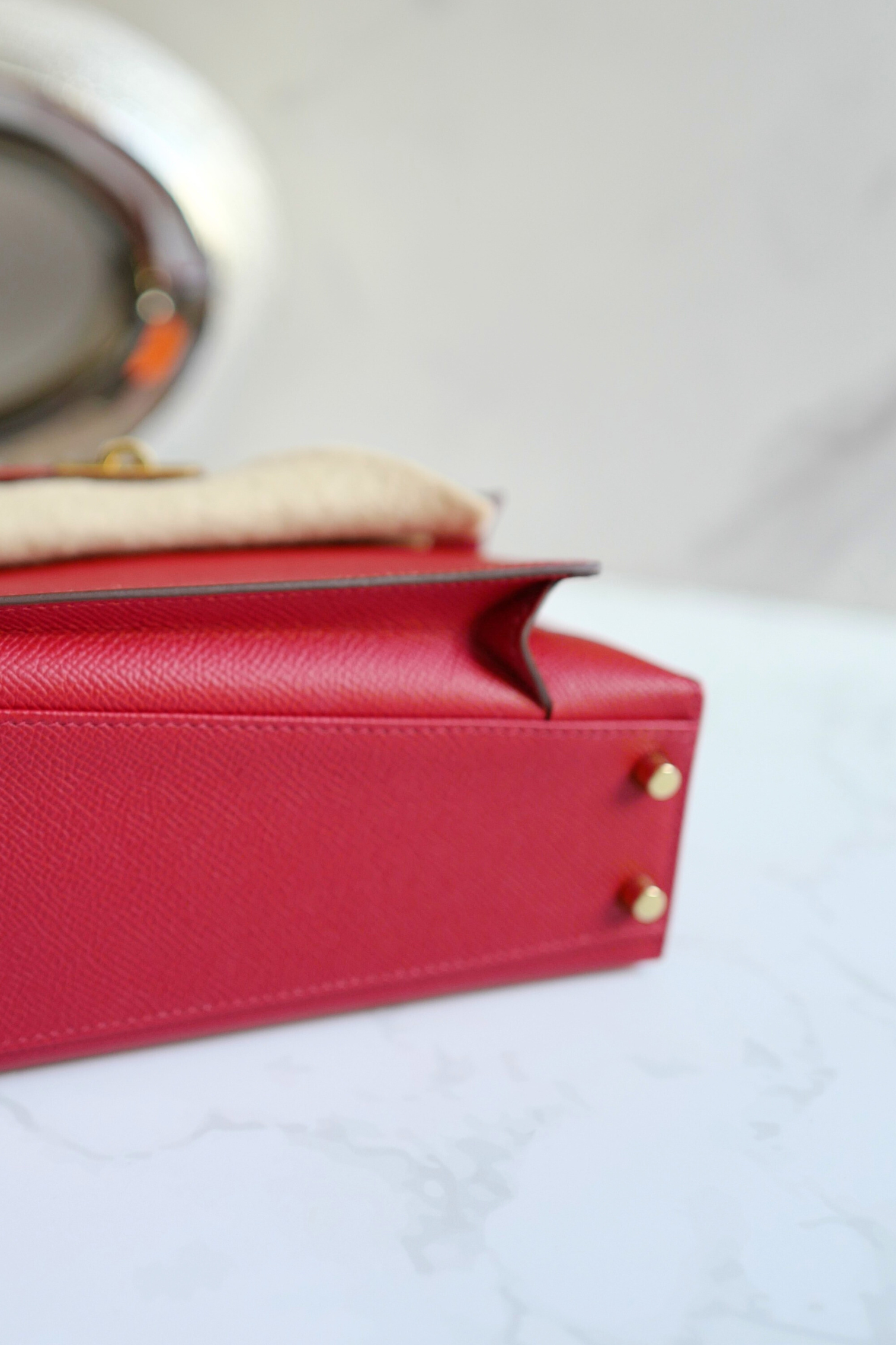 BNIB Hermès Kelly Désordre 20 Bag Rouge Pigment Epsom Leather with Gold Hardware